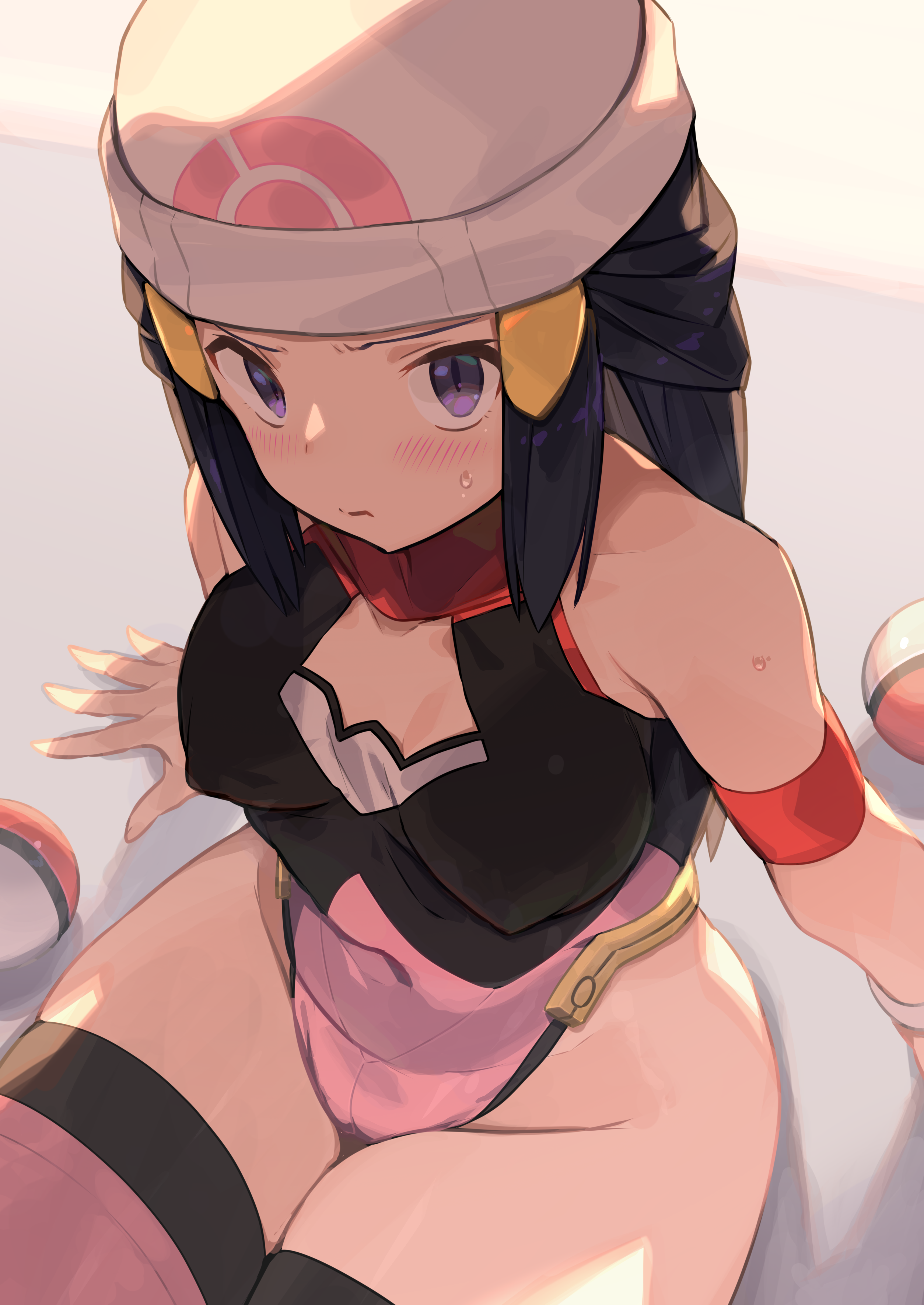 Anime 2508x3541 anime anime girls Pokémon Dawn (Pokémon) high angle ecchi boob pockets