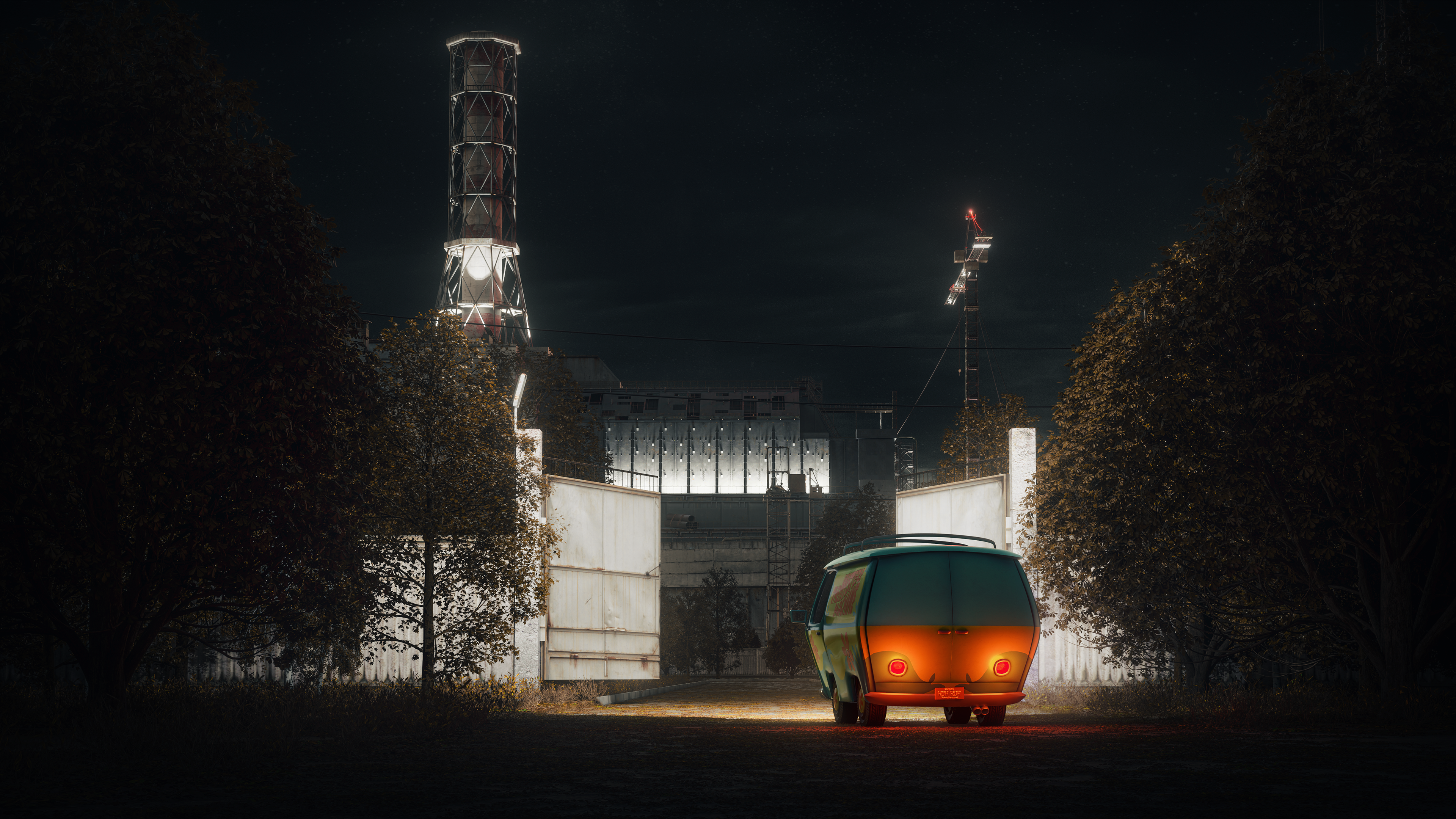 General 3840x2160 Scooby-Doo Chernobyl nuclear power plant digital art The Mystery Machine TV series