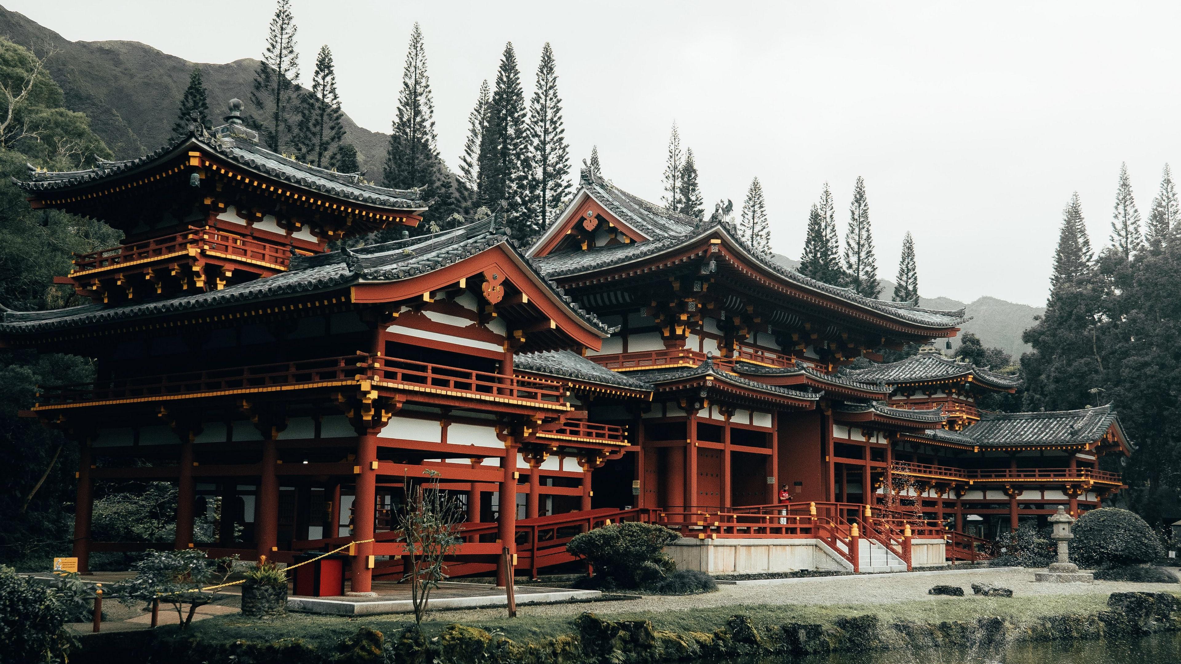 General 3840x2160 house building architecture The Byodo-In Temple Hawaii Asian architecture