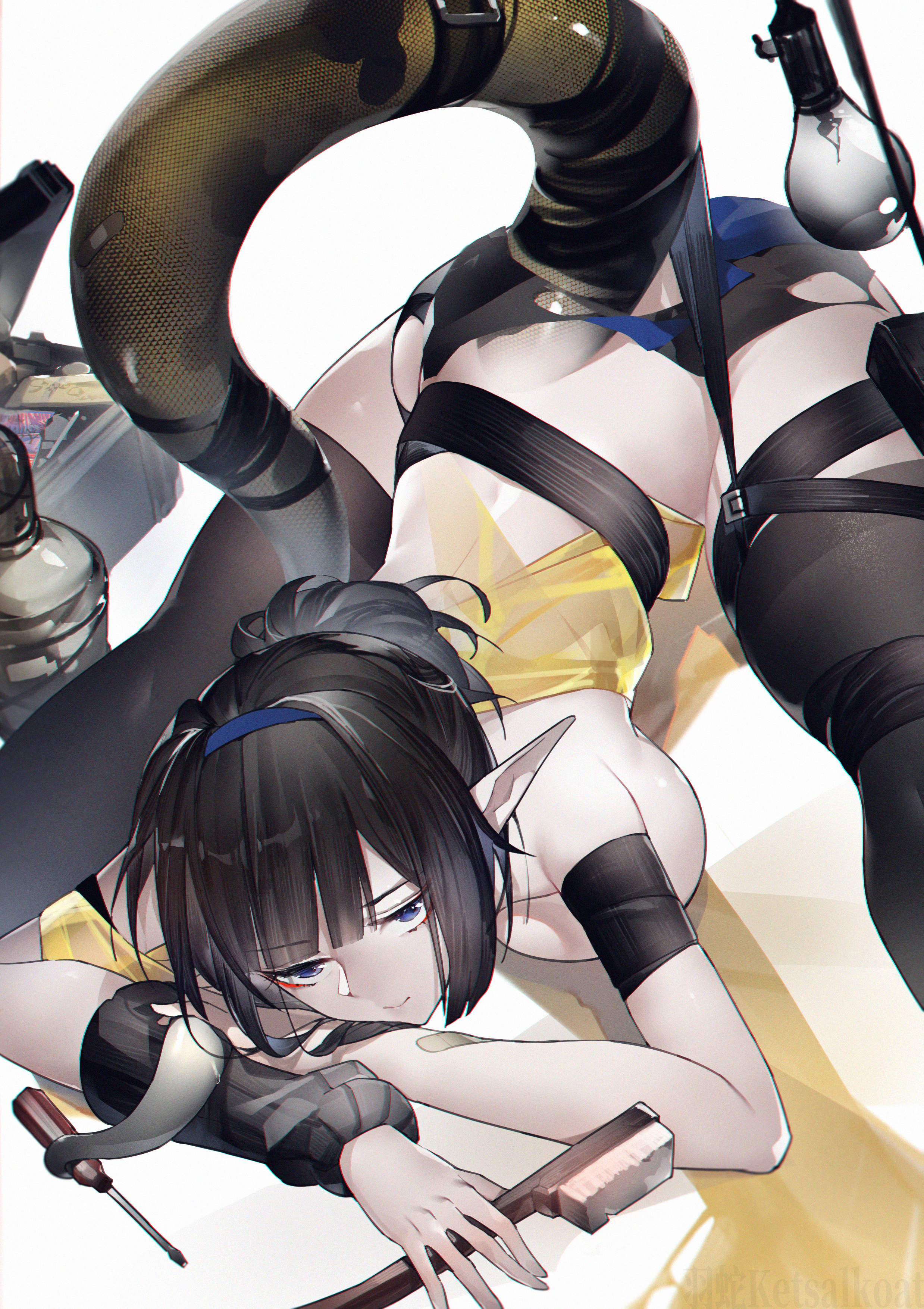 Anime 2477x3508 cleavage Arknights Eunectes (Arknights) anime girls bent over