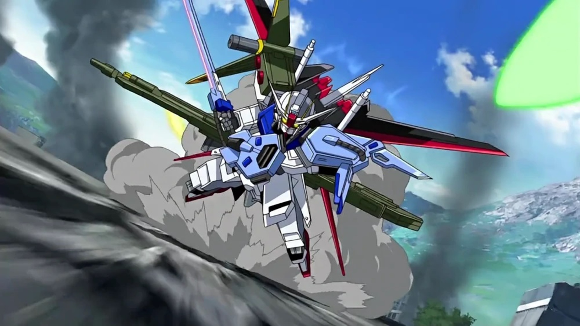 Anime 1920x1080 anime Anime screenshot mechs Gundam Super Robot Taisen Mobile Suit Gundam SEED Perfect Strike Gundam artwork digital art