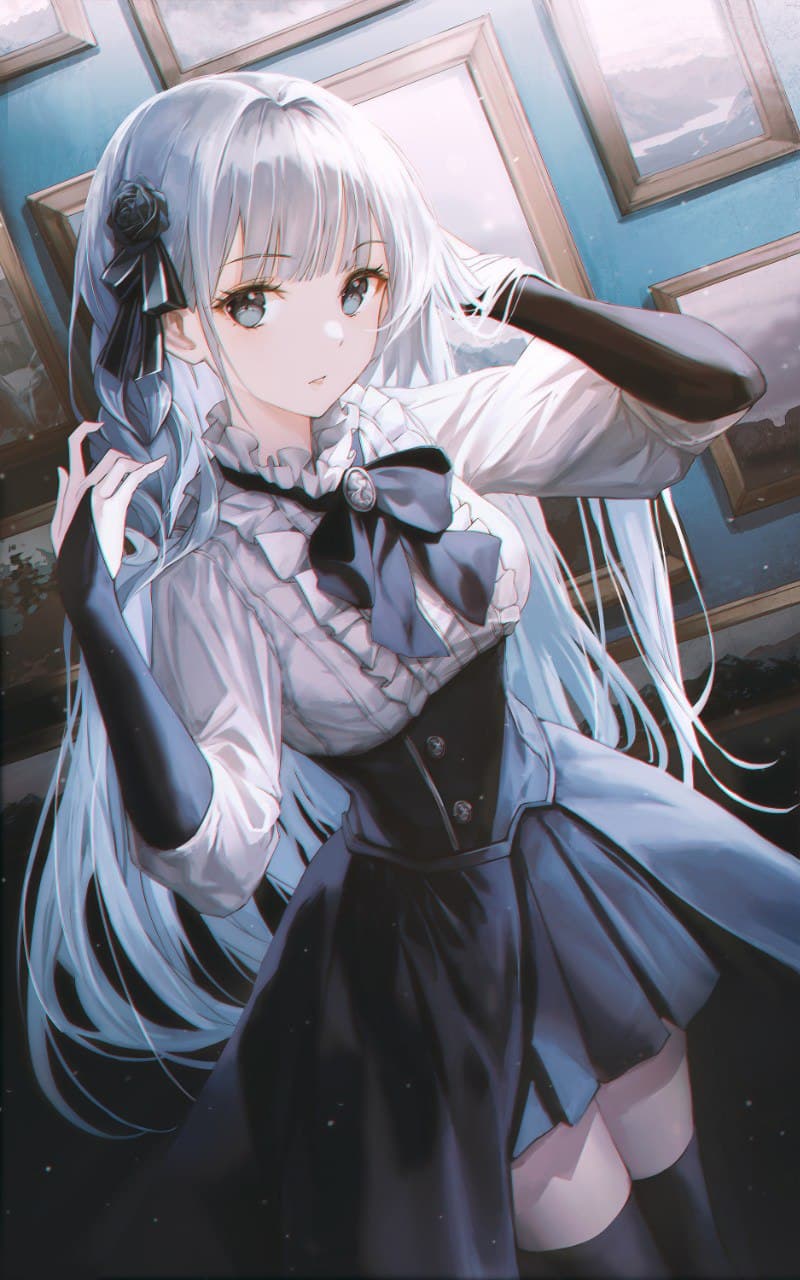 Anime Girl Gray Hair Neko, HD Png Download , Transparent Png Image - PNGitem