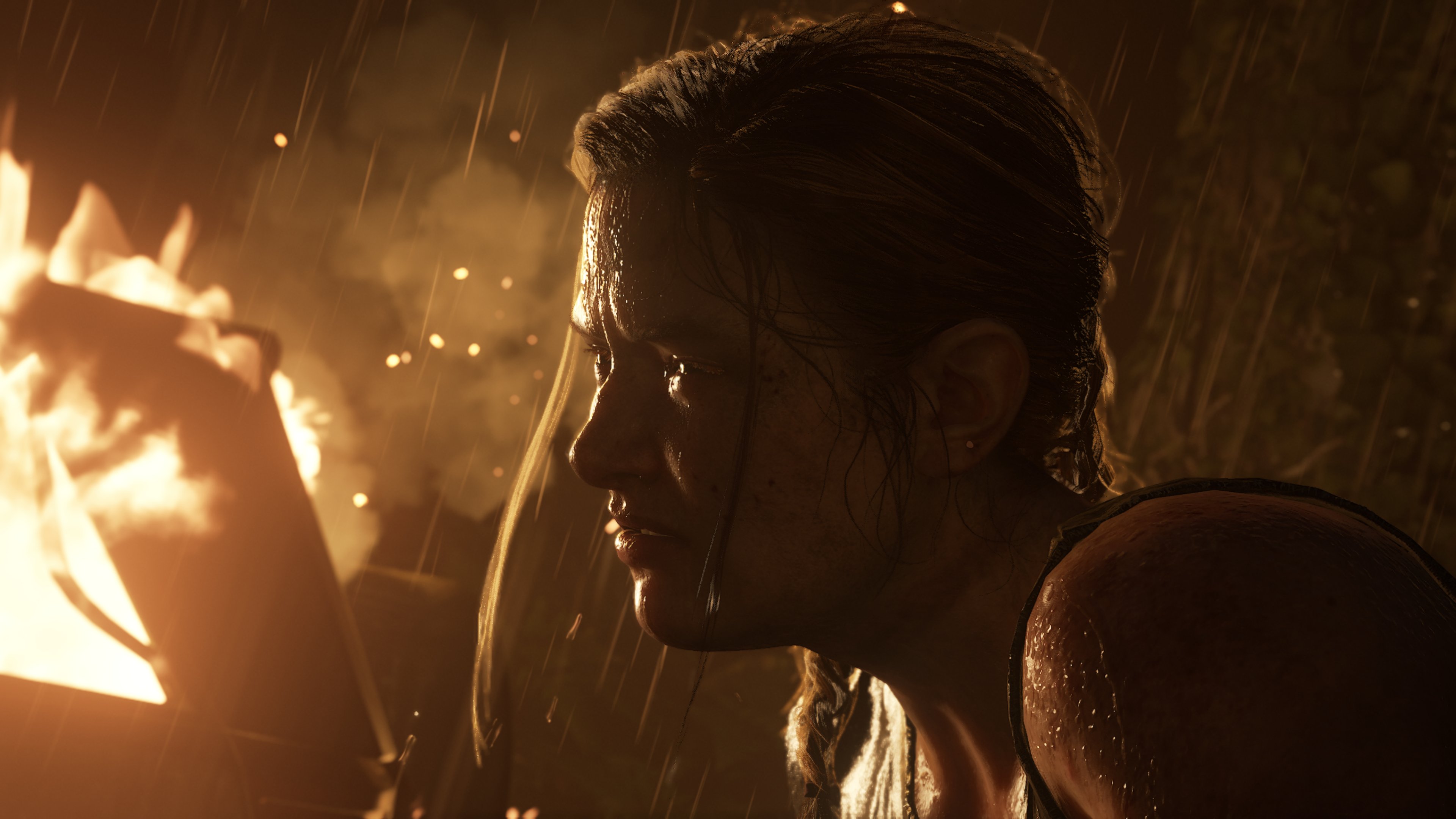 General 3840x2160 video games The Last of Us video game girls fire rain video game characters Naughty Dog