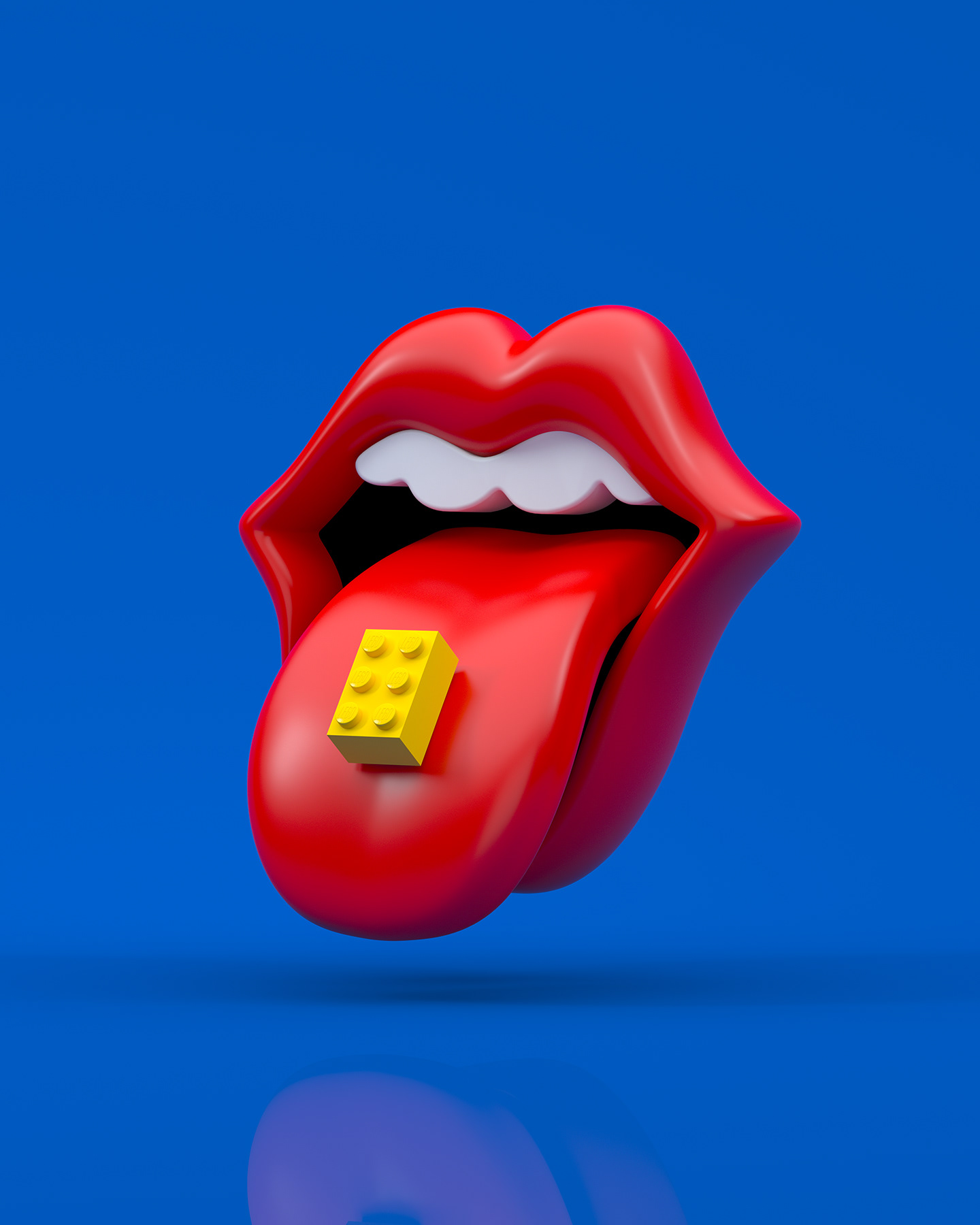 General 1440x1800 digital art minimalism blue background LEGO portrait display bricks toys humor tongues tongue out Rolling Stones logo