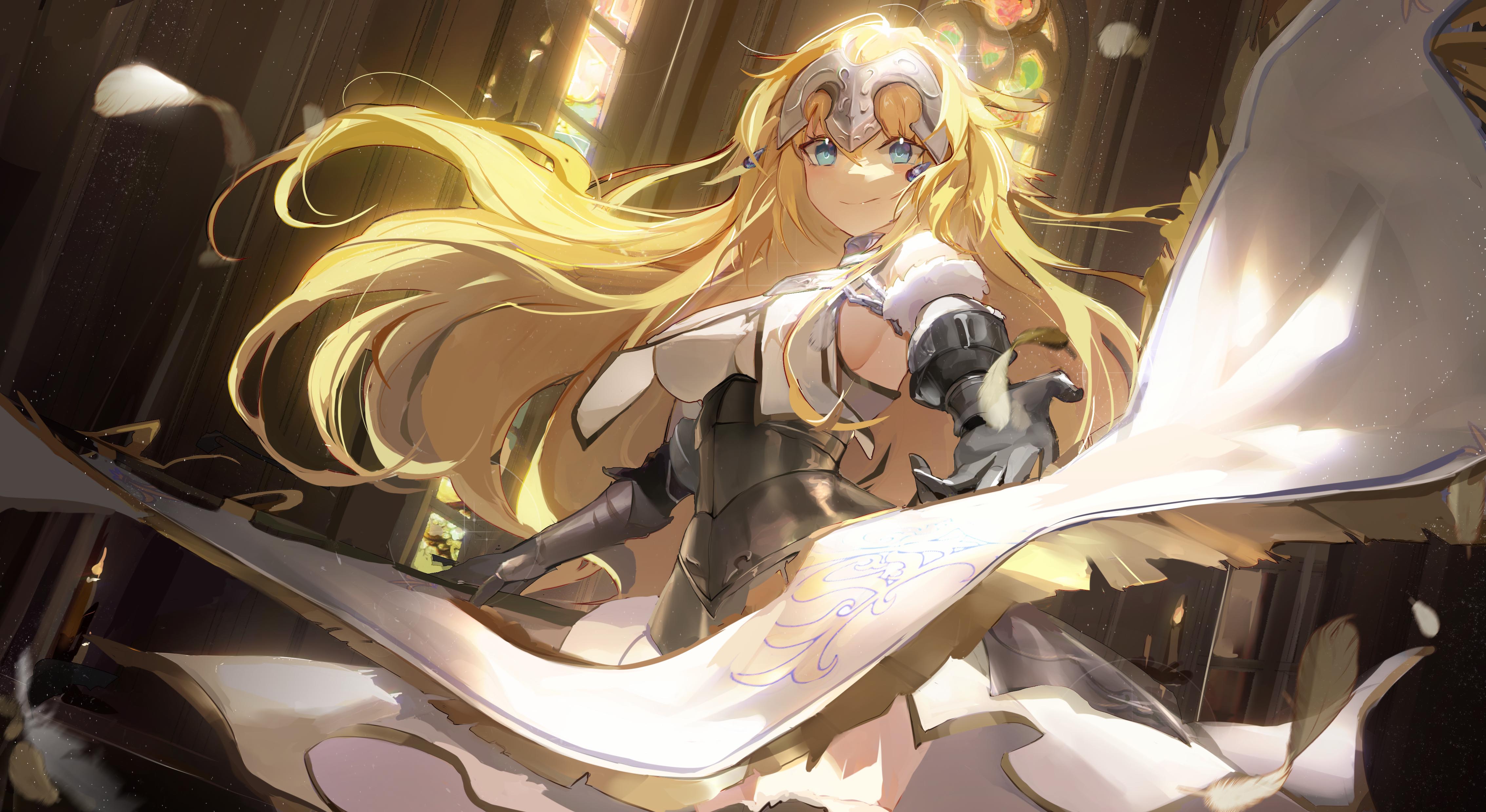 Anime 4535x2480 anime anime girls Fate series armor blue eyes blonde feathers Fate/Apocrypha  Fate/Grand Order Jeanne d'Arc (Fate) Ruler (Fate/Grand Order)