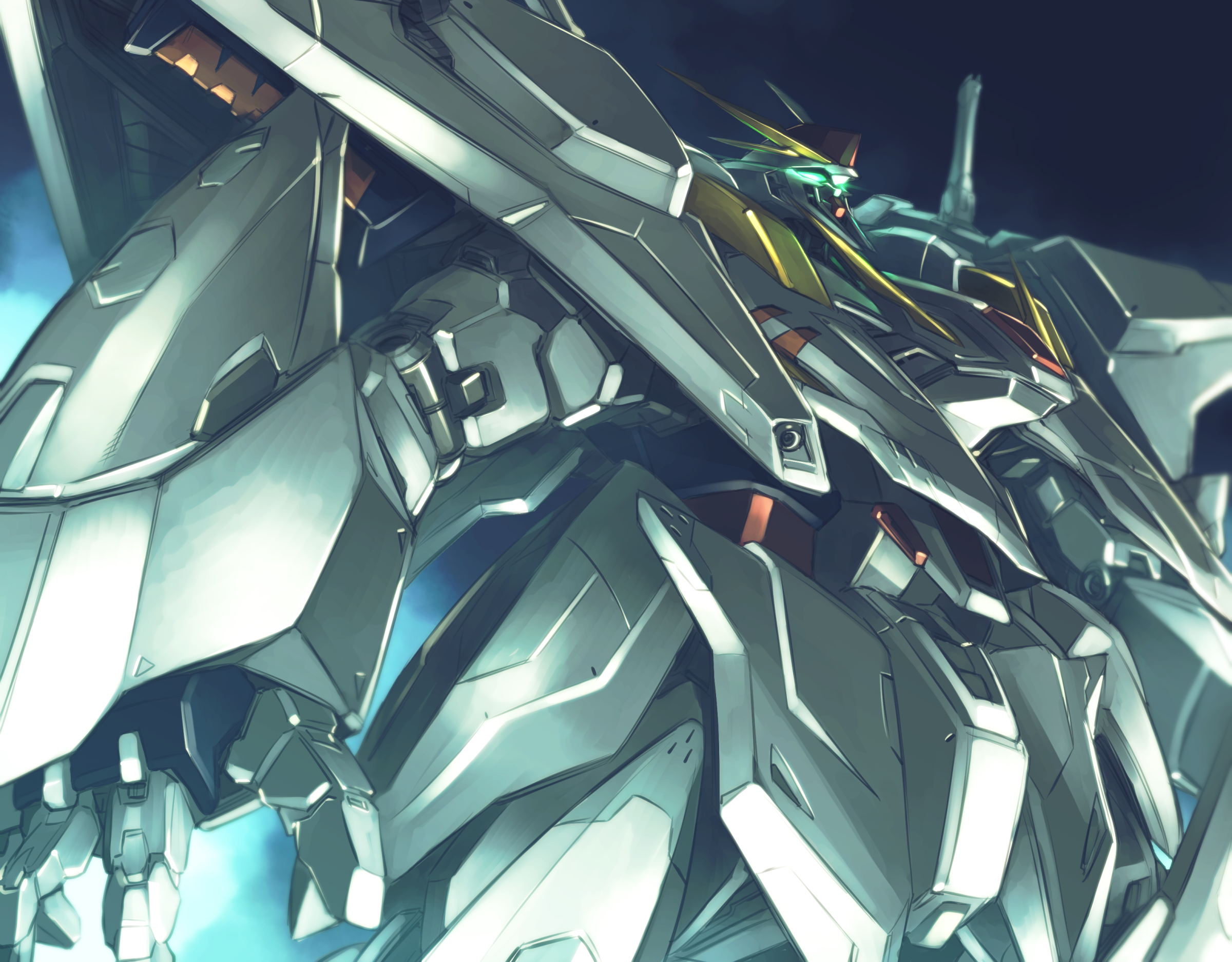 Anime 2400x1875 anime mechs Super Robot Taisen Gundam Ξ Gundam Mobile Suit Gundam Hathaway artwork digital art fan art