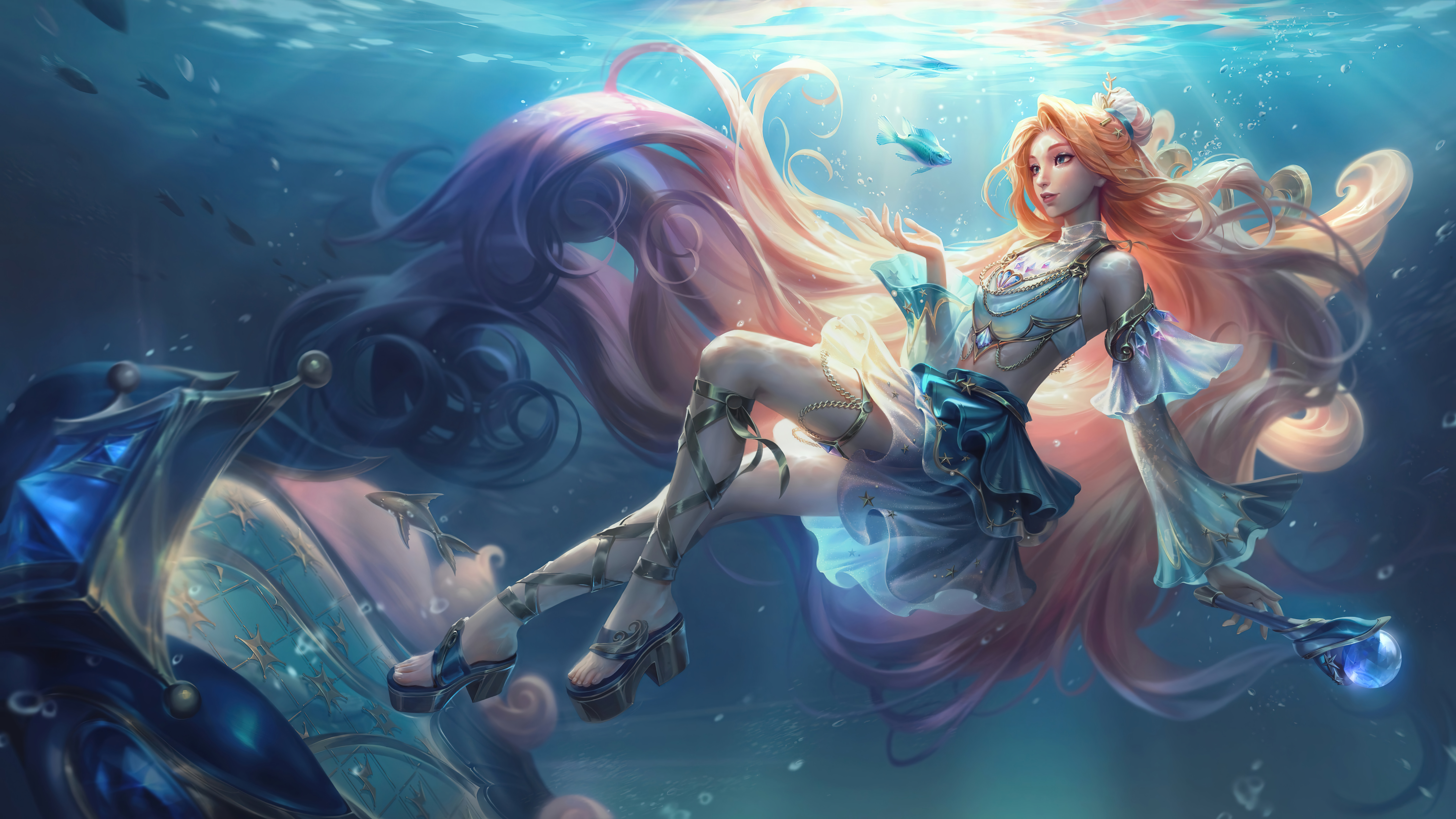Anime 7680x4320 video game characters video game girls video game art League of Legends Seraphine (League of Legends) Sora Kim