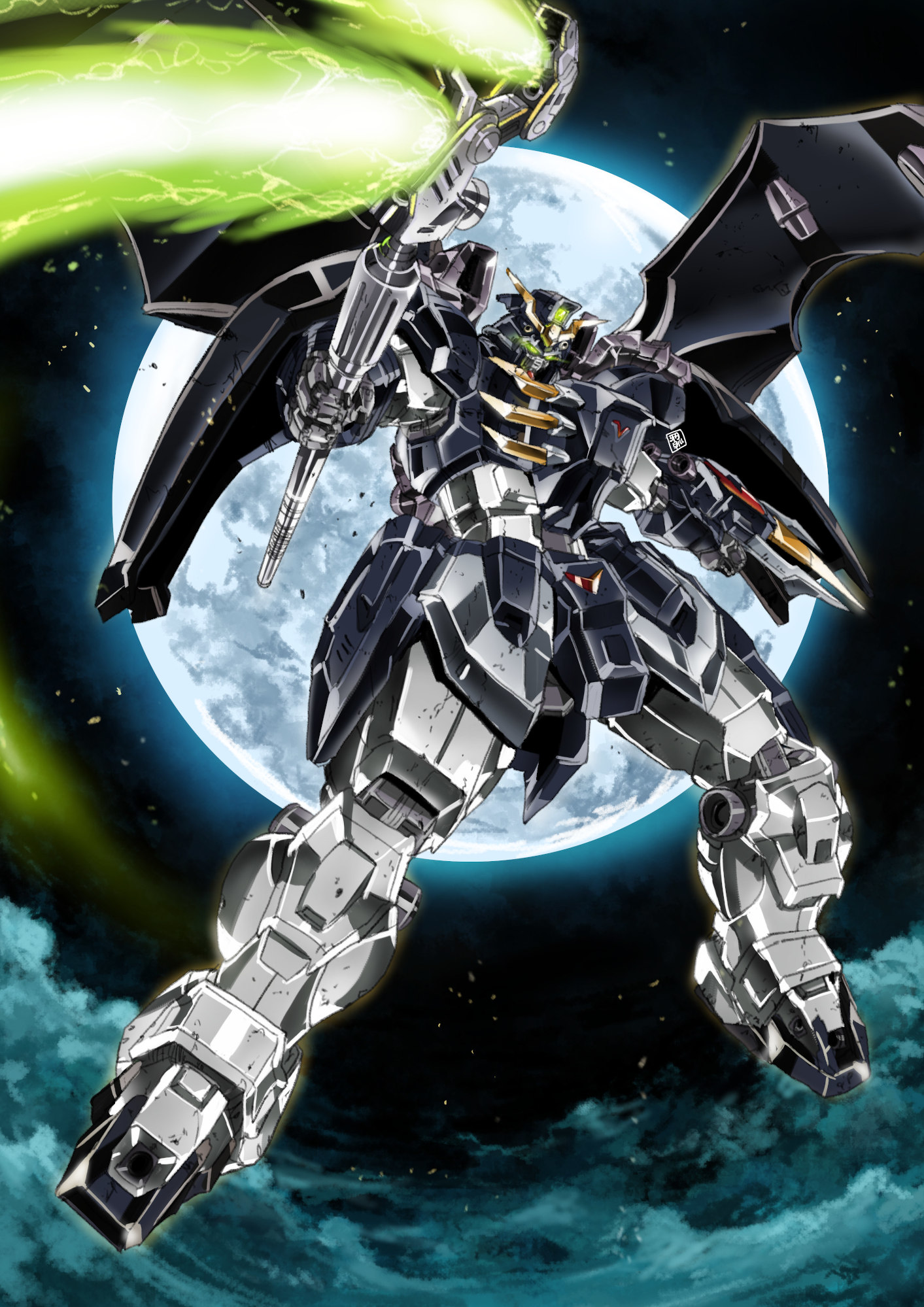 Anime 1413x1999 anime mechs Super Robot Taisen Gundam Mobile Suit Gundam Wing Gundam Deathscythe Hell artwork digital art fan art