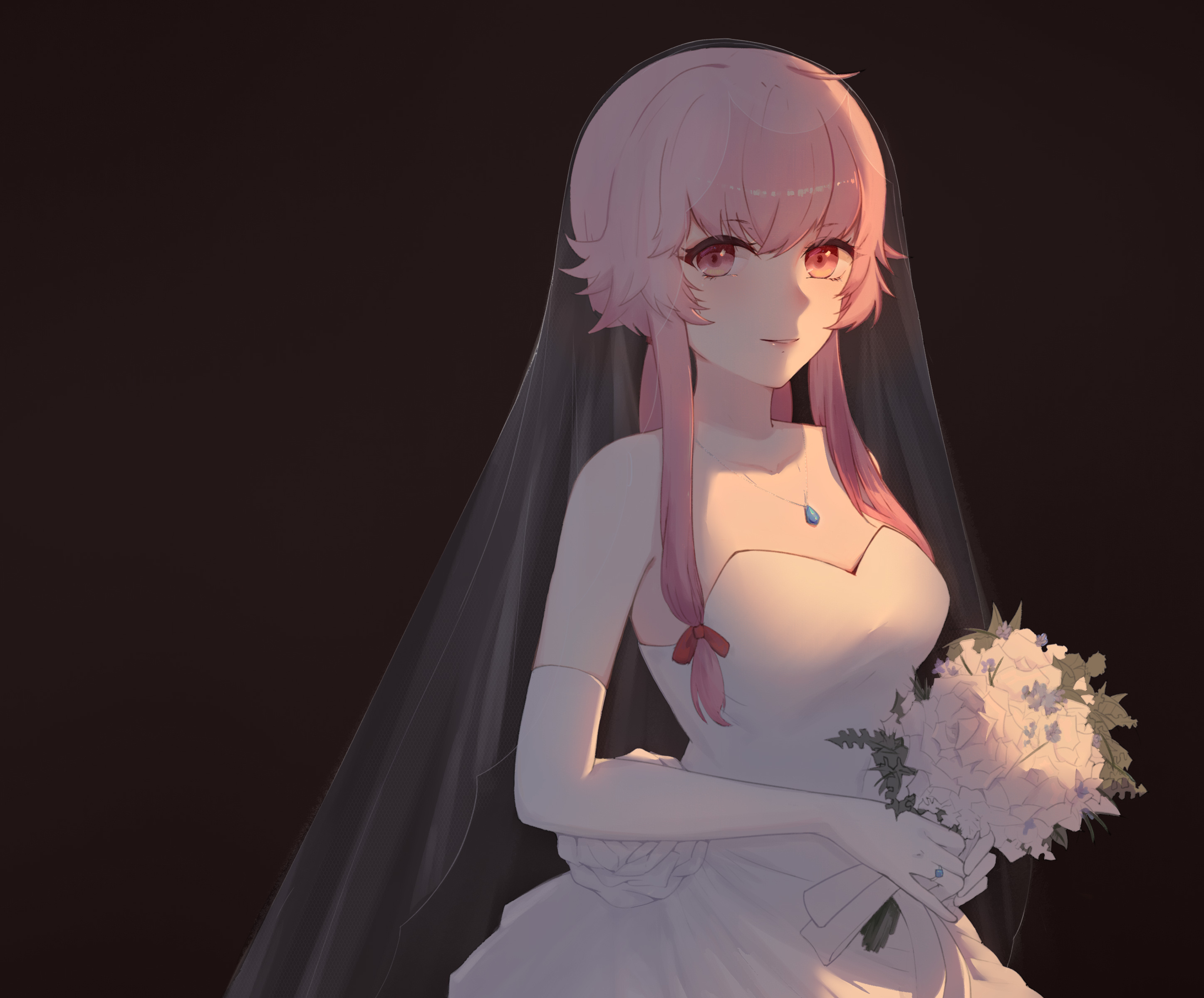 Anime 2894x2400 Mirai Nikki Gasai Yuno yandere wedding dress anime girls