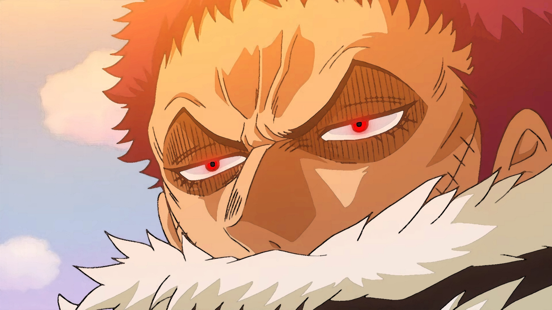 Anime 1920x1080 Big Mom Katakuri anime anime men face red eyes One Piece