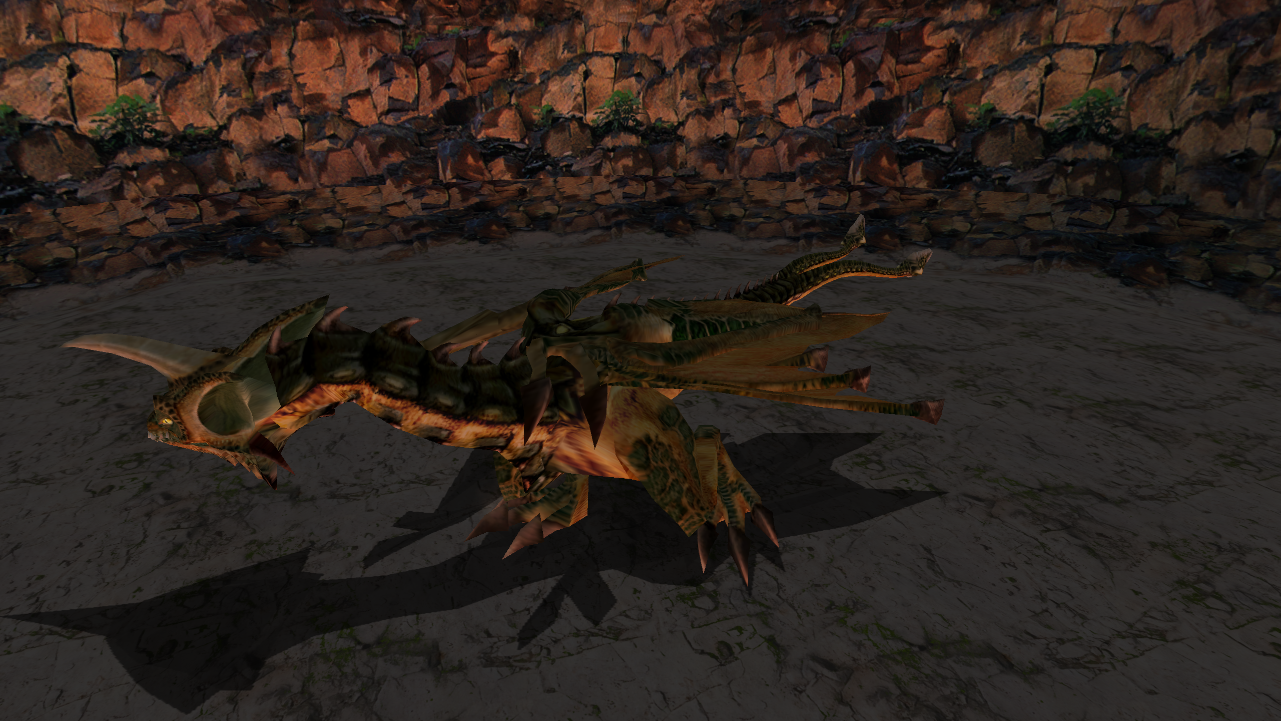 General 2560x1440 Phantasy Star Online cave video games dragon video game art screen shot creature wings CGI claws