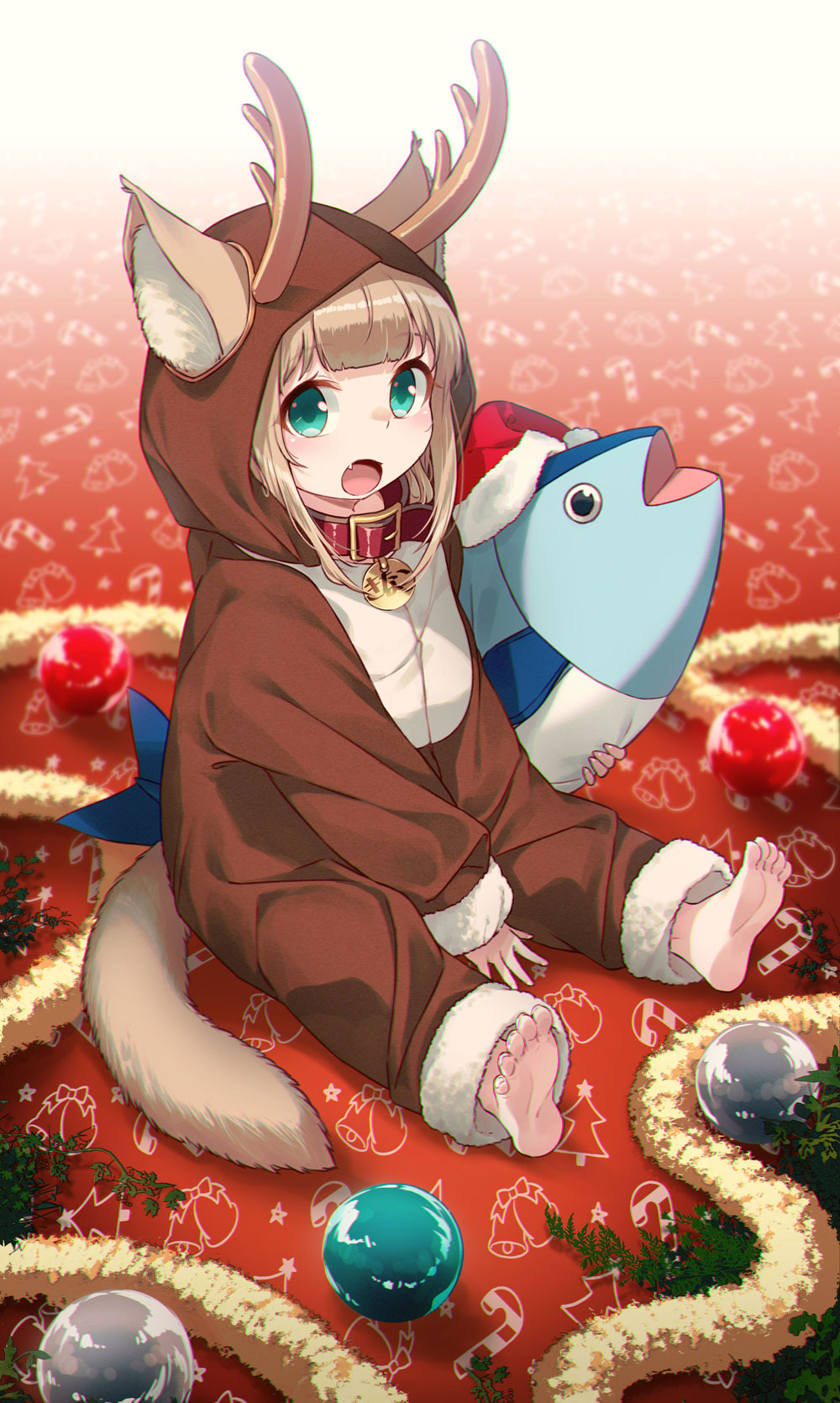Anime 1000x1670 anime anime girls digital art artwork 2D portrait display 40hara cat girl loli Christmas Kinako