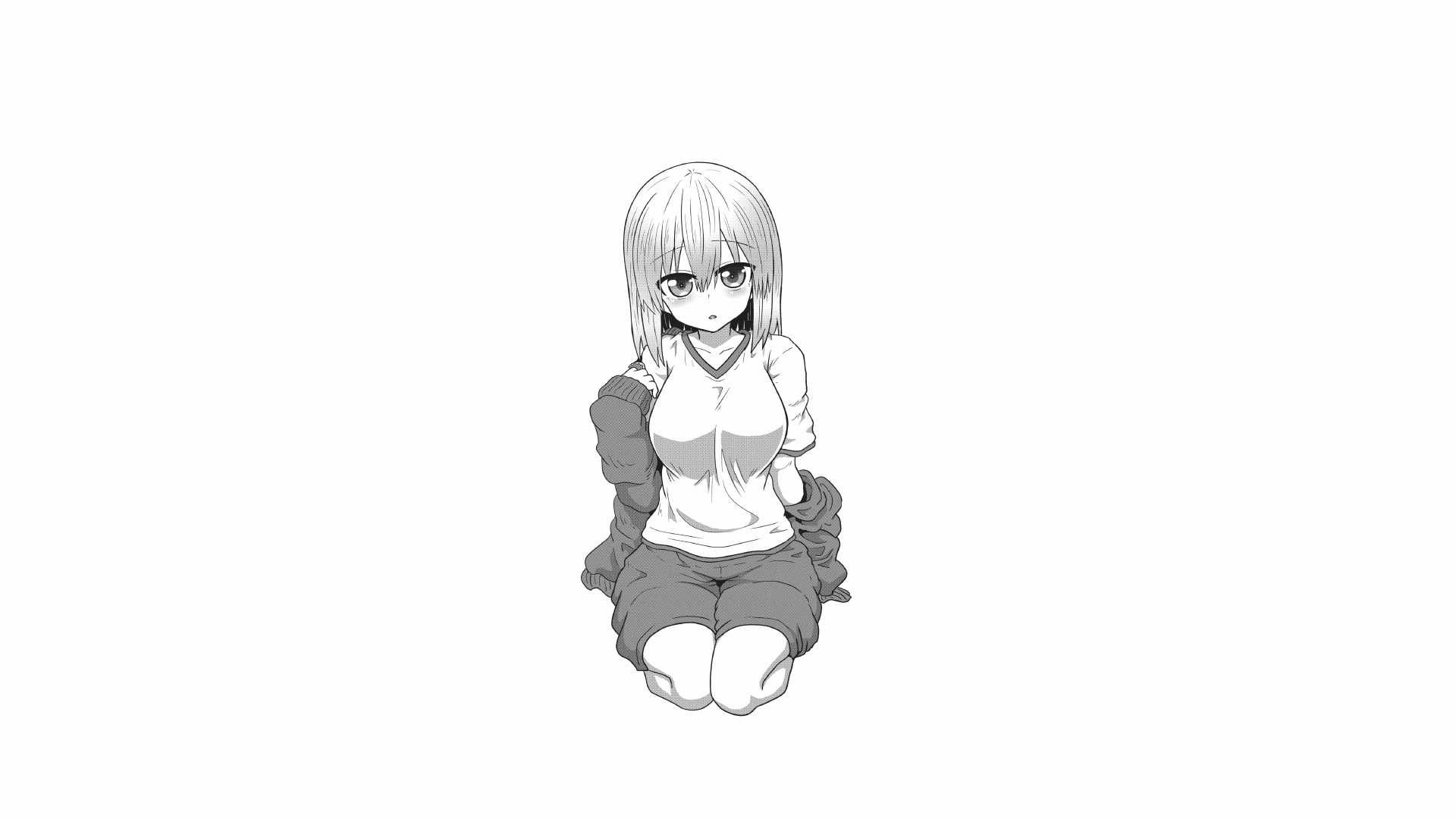 Anime 1920x1080 Uzaki Hana Uzaki-chan wa Asobitai! manga monochrome simple background white background