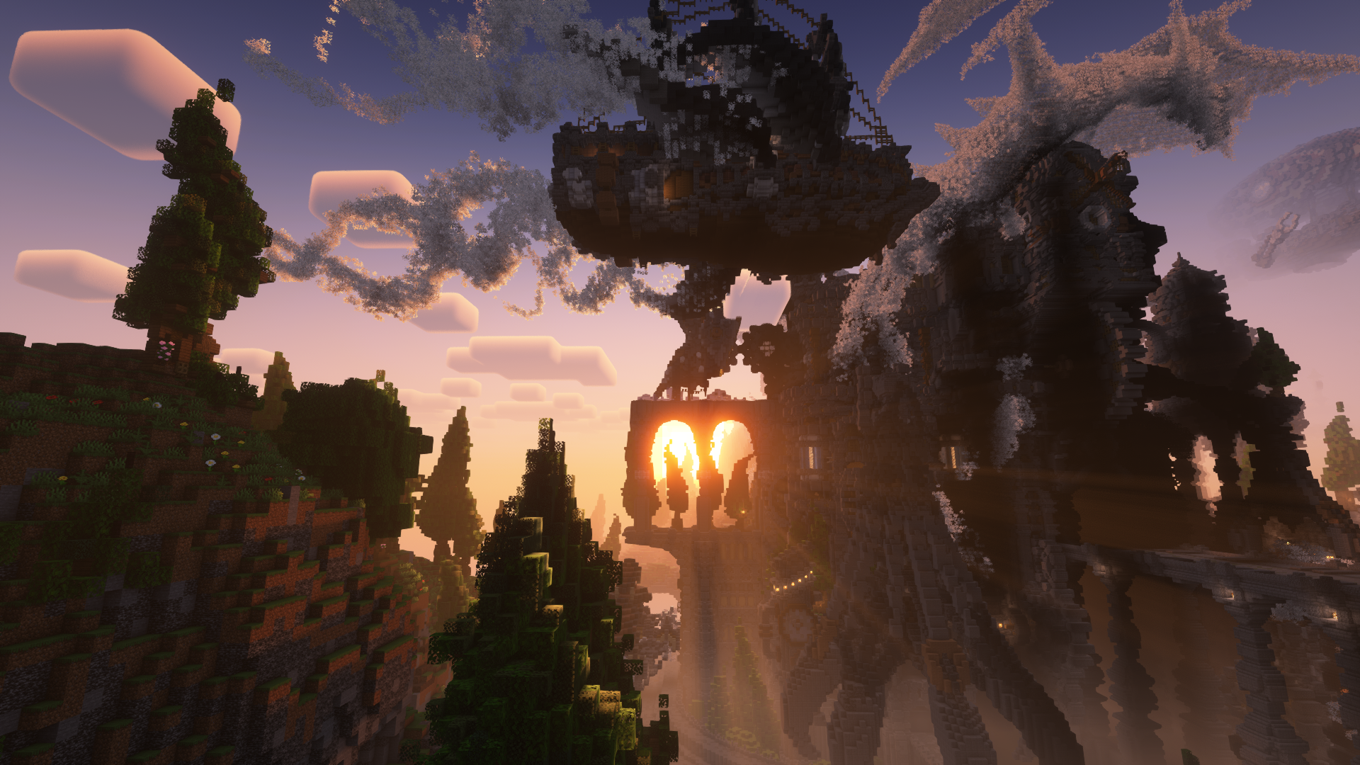 General 1920x1080 Minecraft shaders video games trees video game landscape Mojang