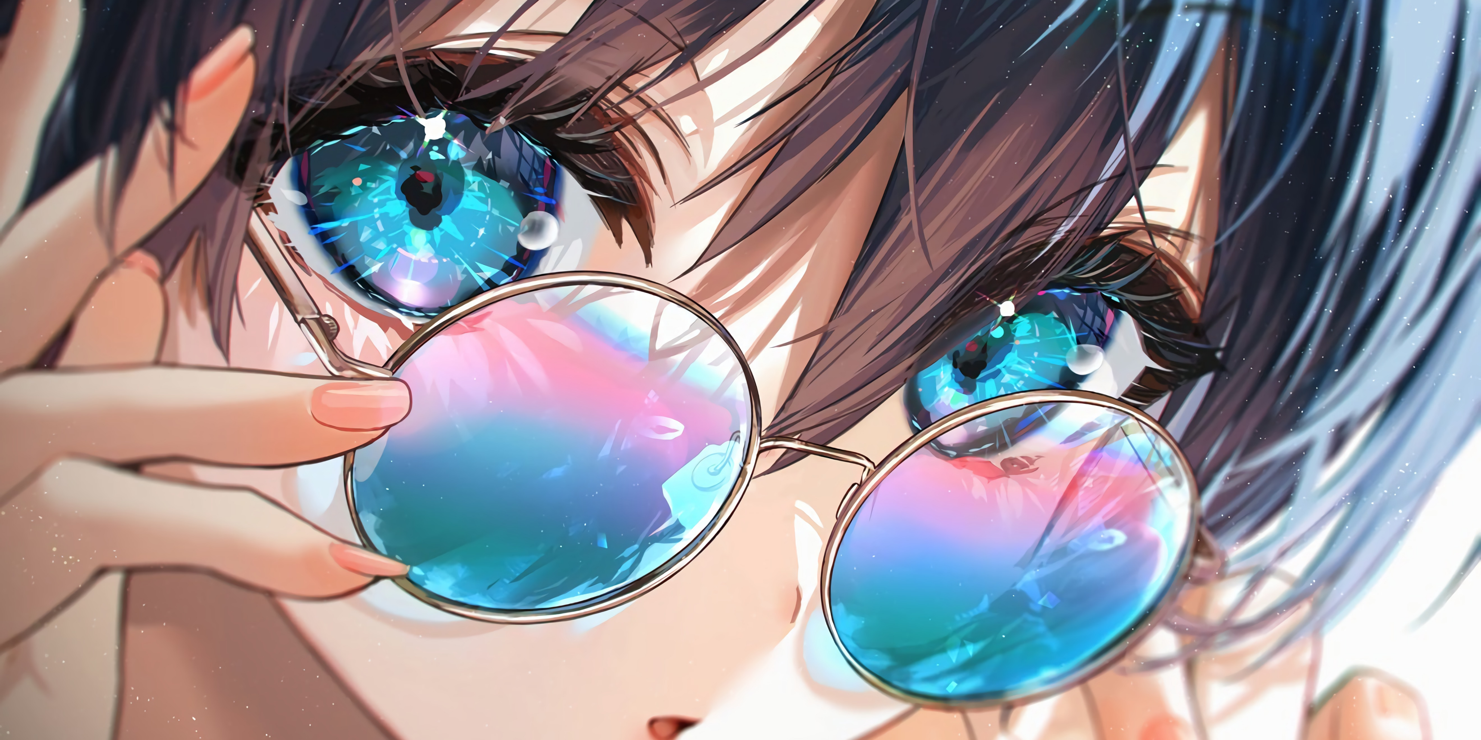 Anime 4800x2400 eyes anime girls glasses