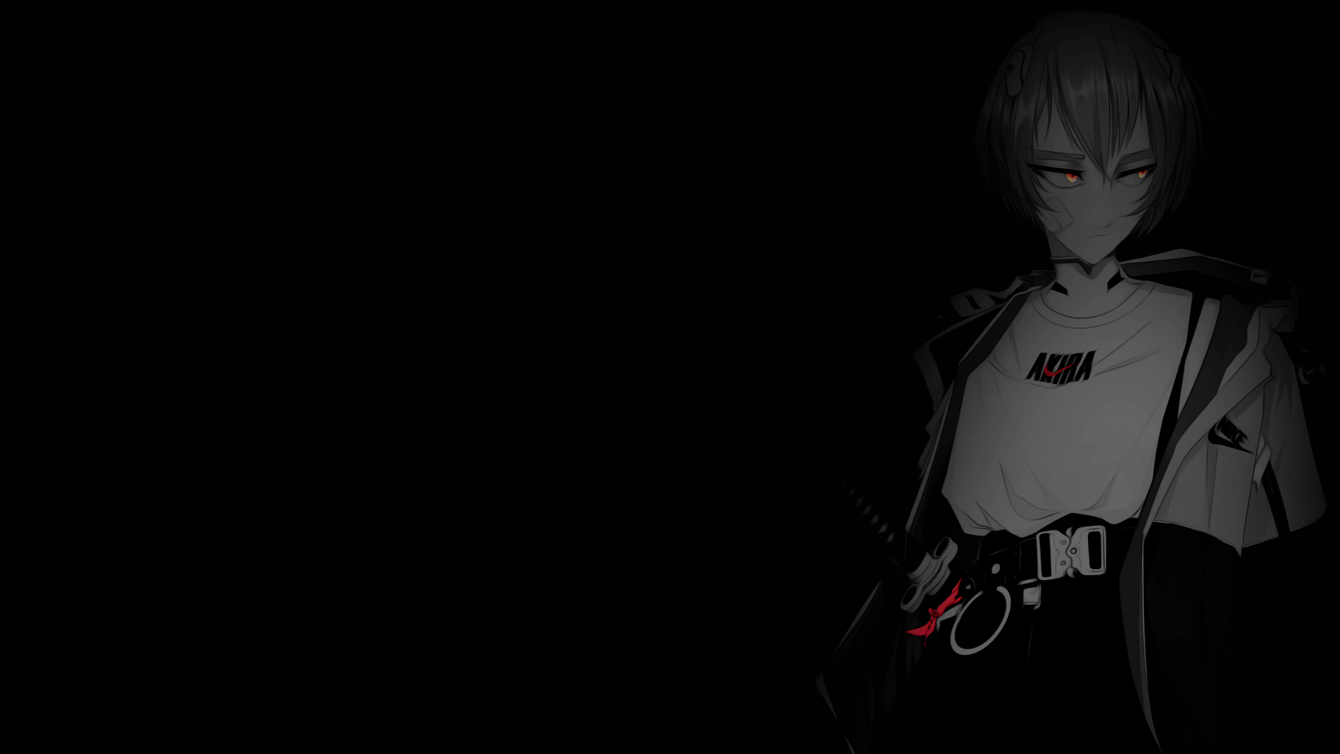 Anime 1920x1080 selective coloring black background dark background simple background anime girls
