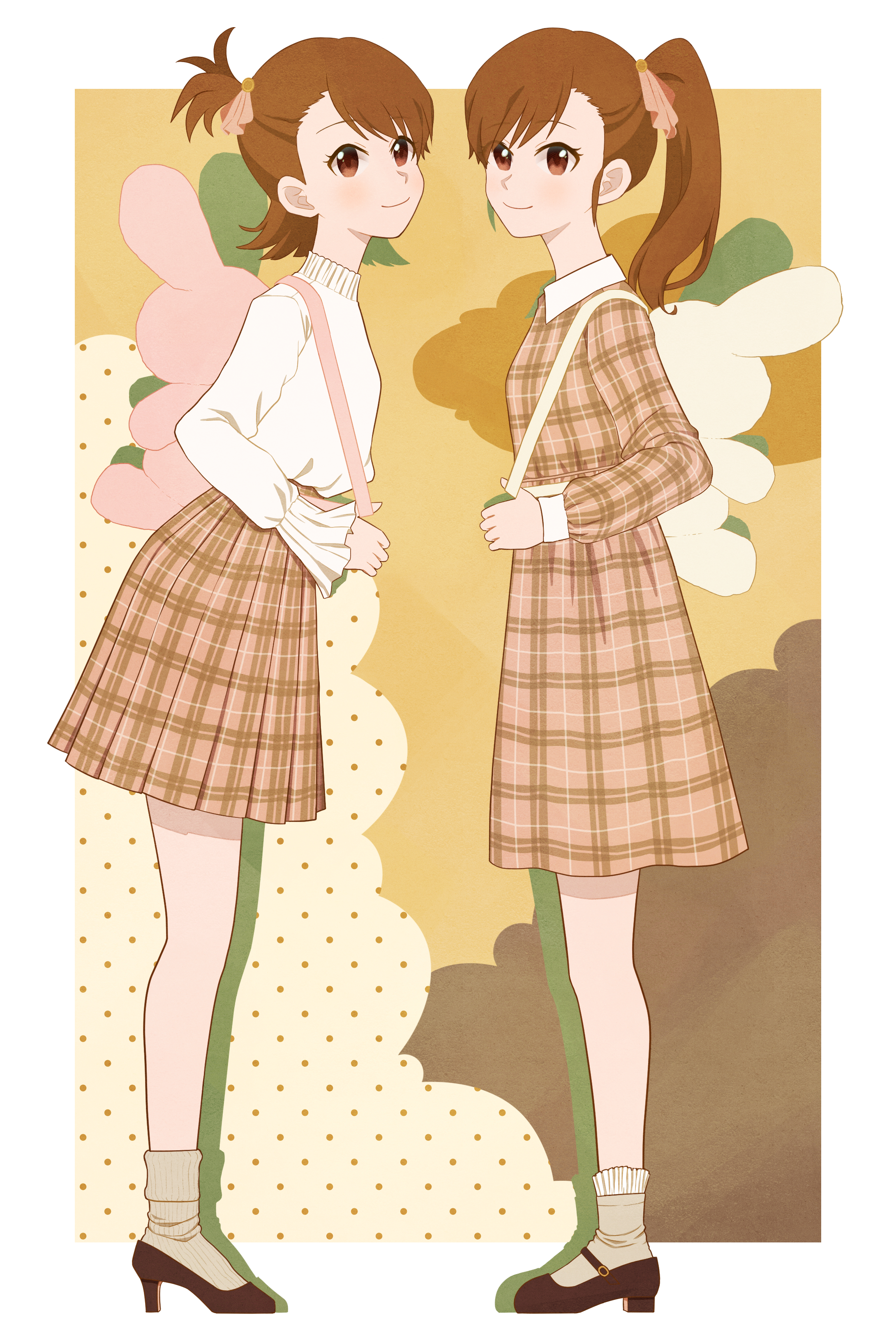 Anime 2180x3228 anime anime girls THE iDOLM@STER Futami Ami Futami Mami long sleeves brunette artwork digital art