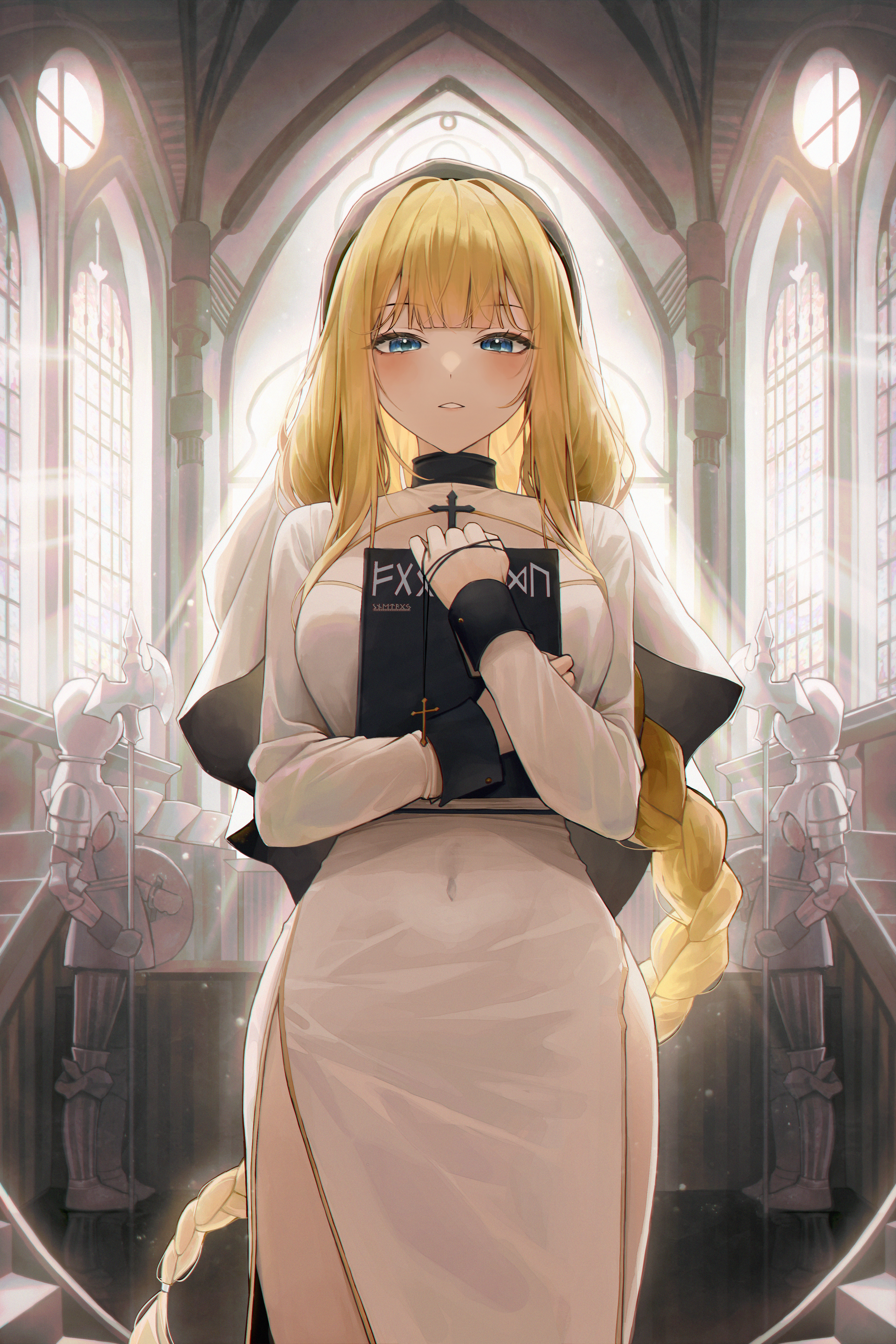 Anime 3500x5250 anime anime girls nuns nun outfit blonde braids blue eyes artwork Meoyo