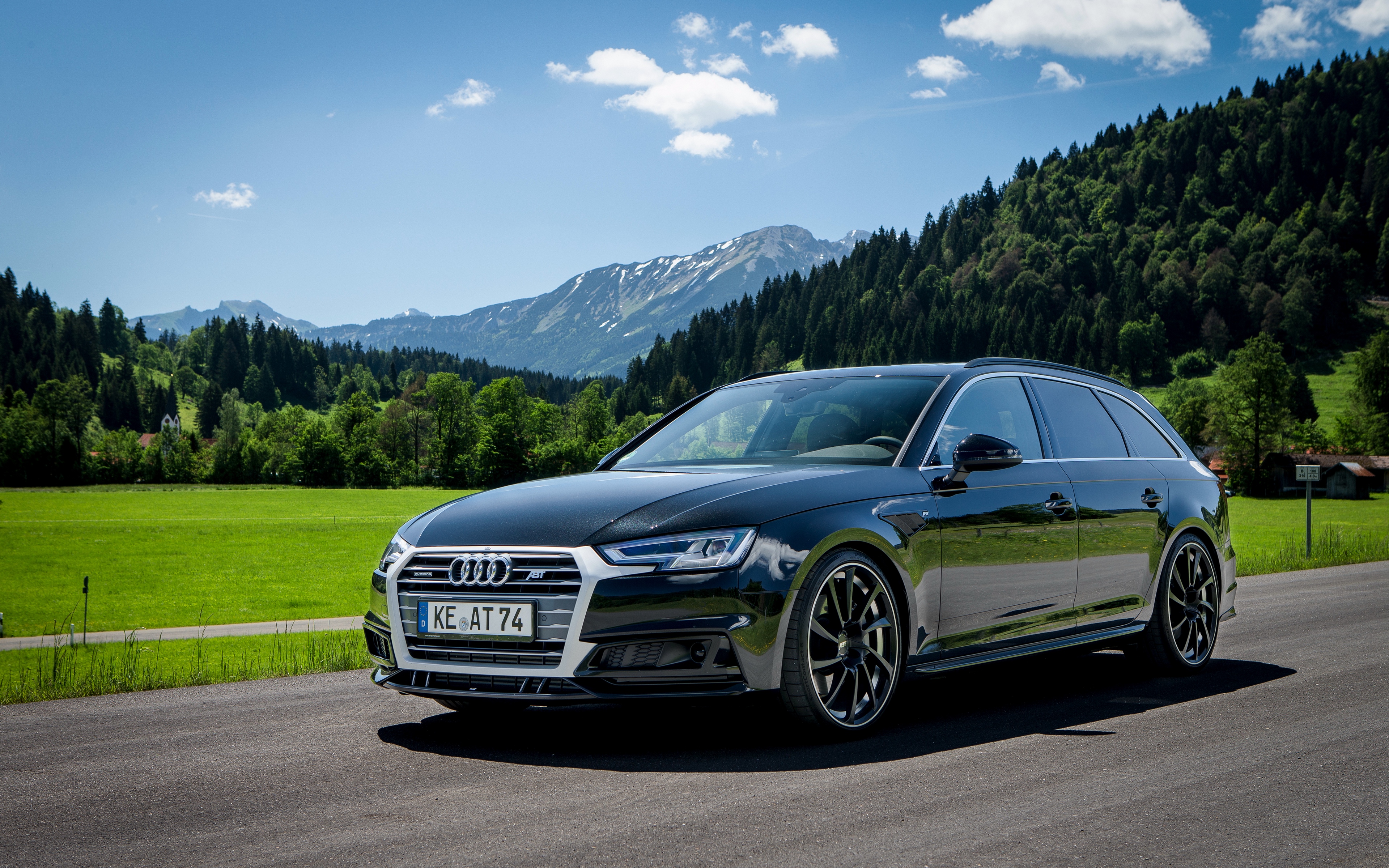 General 3840x2400 car tuning vehicle road mountains Audi Audi A4 ABT station wagon German cars Volkswagen Group