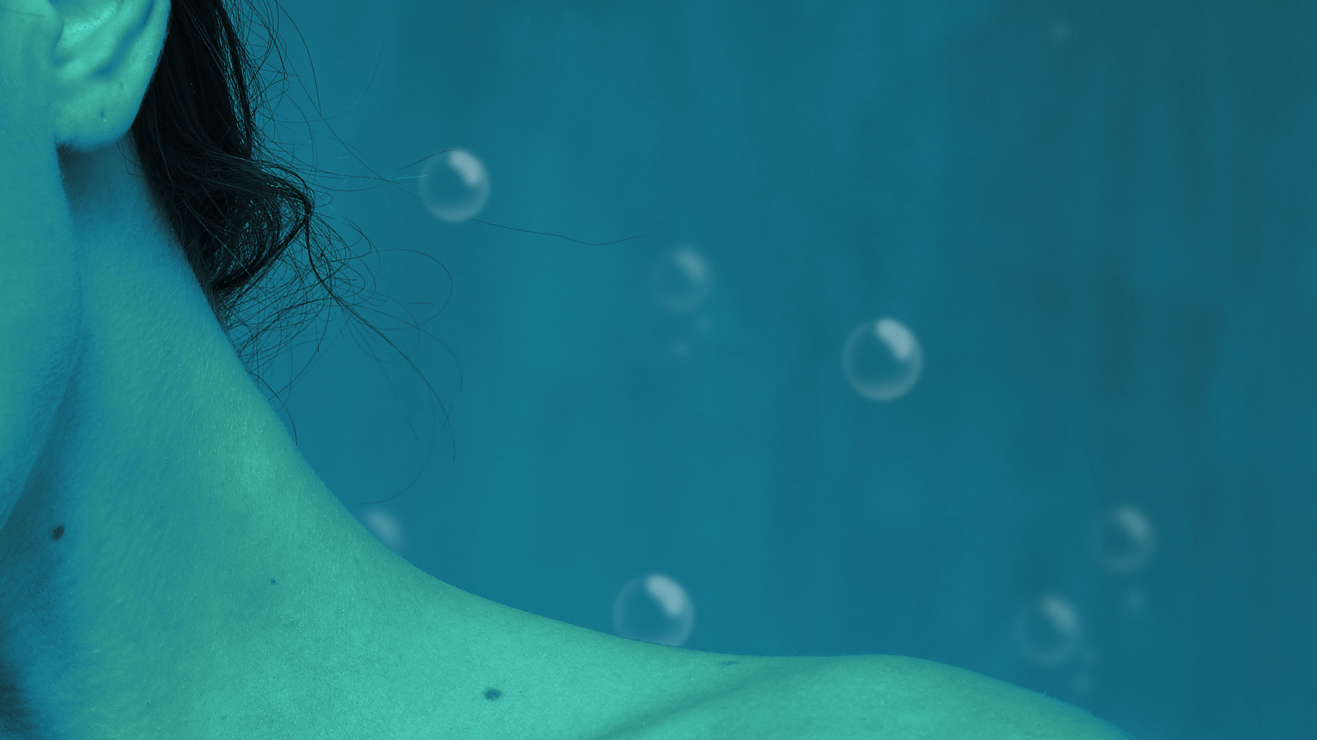 People 1920x1080 necks underwater women blue bubbles
