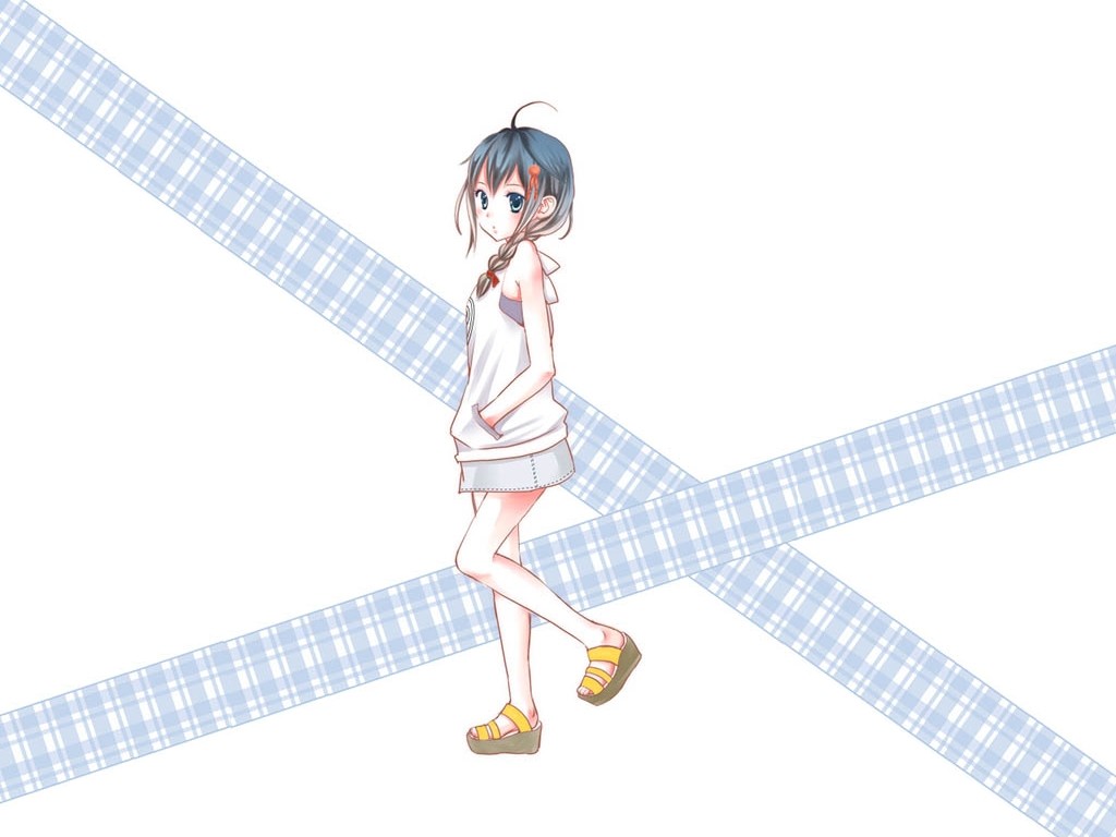 Anime 1024x768 anime girls skirt walking simple background anime white background