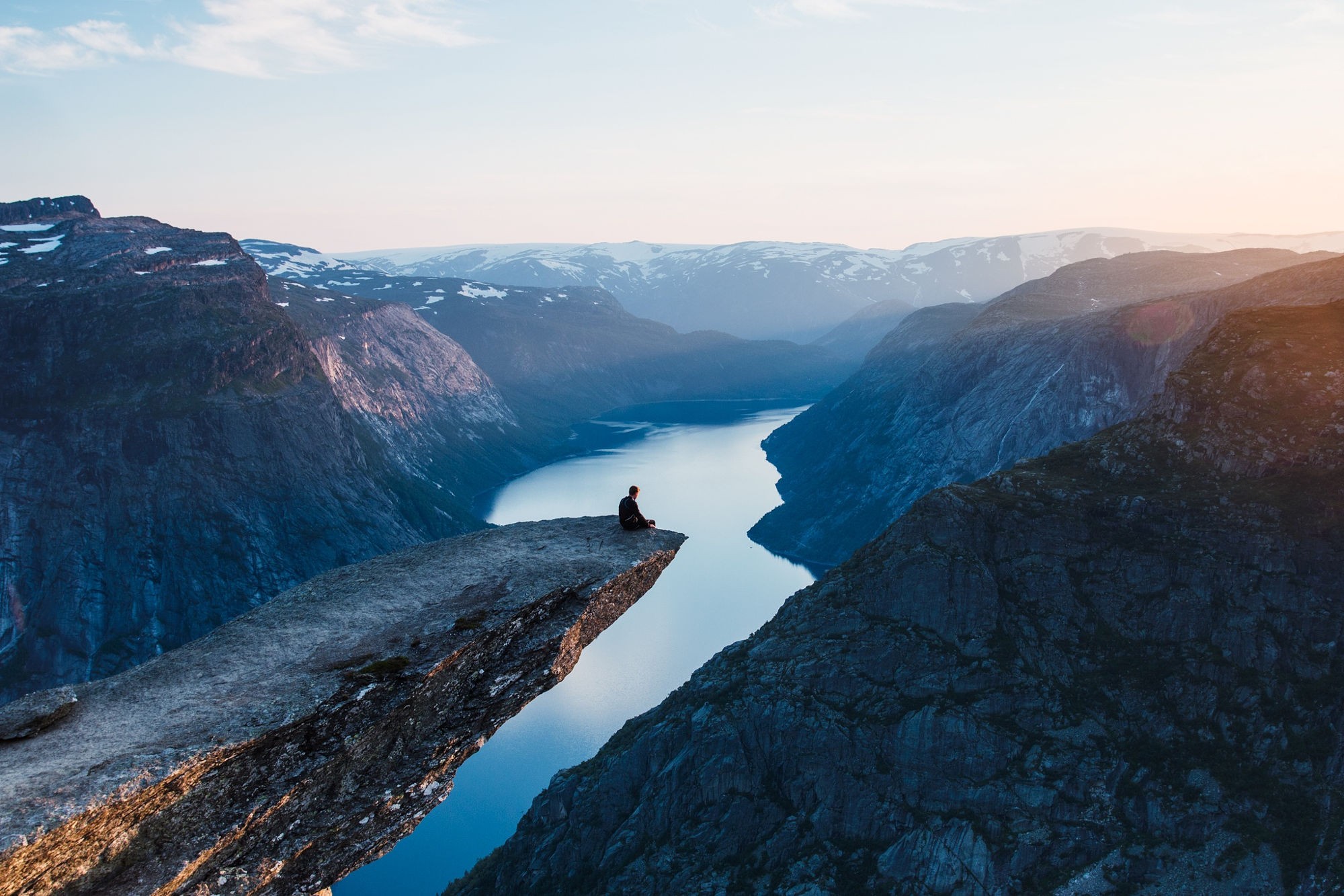 General 2000x1333 sunset water sky mountains clouds Norway Trolltunga people nordic landscapes nature landscape alone