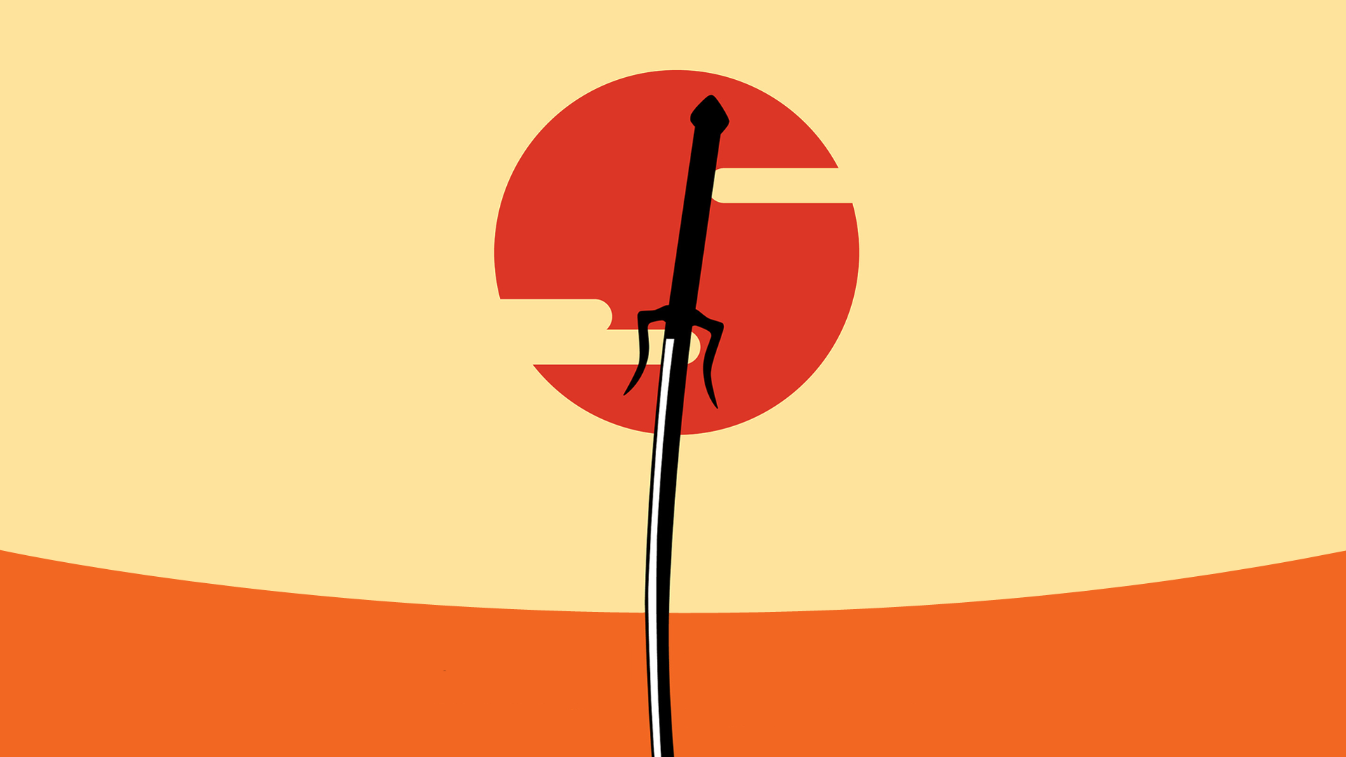 Anime 1920x1080 Samurai Champloo anime sword minimalism beige beige background Sun weapon katana