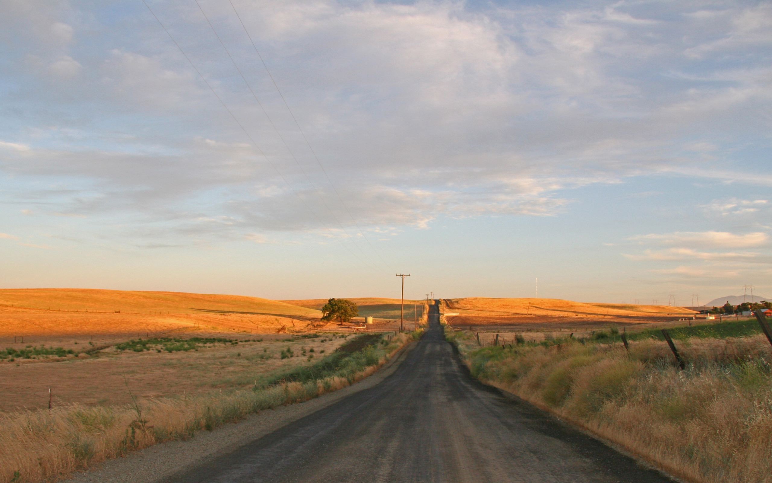 General 2560x1600 landscape road field hills sunlight sky long road