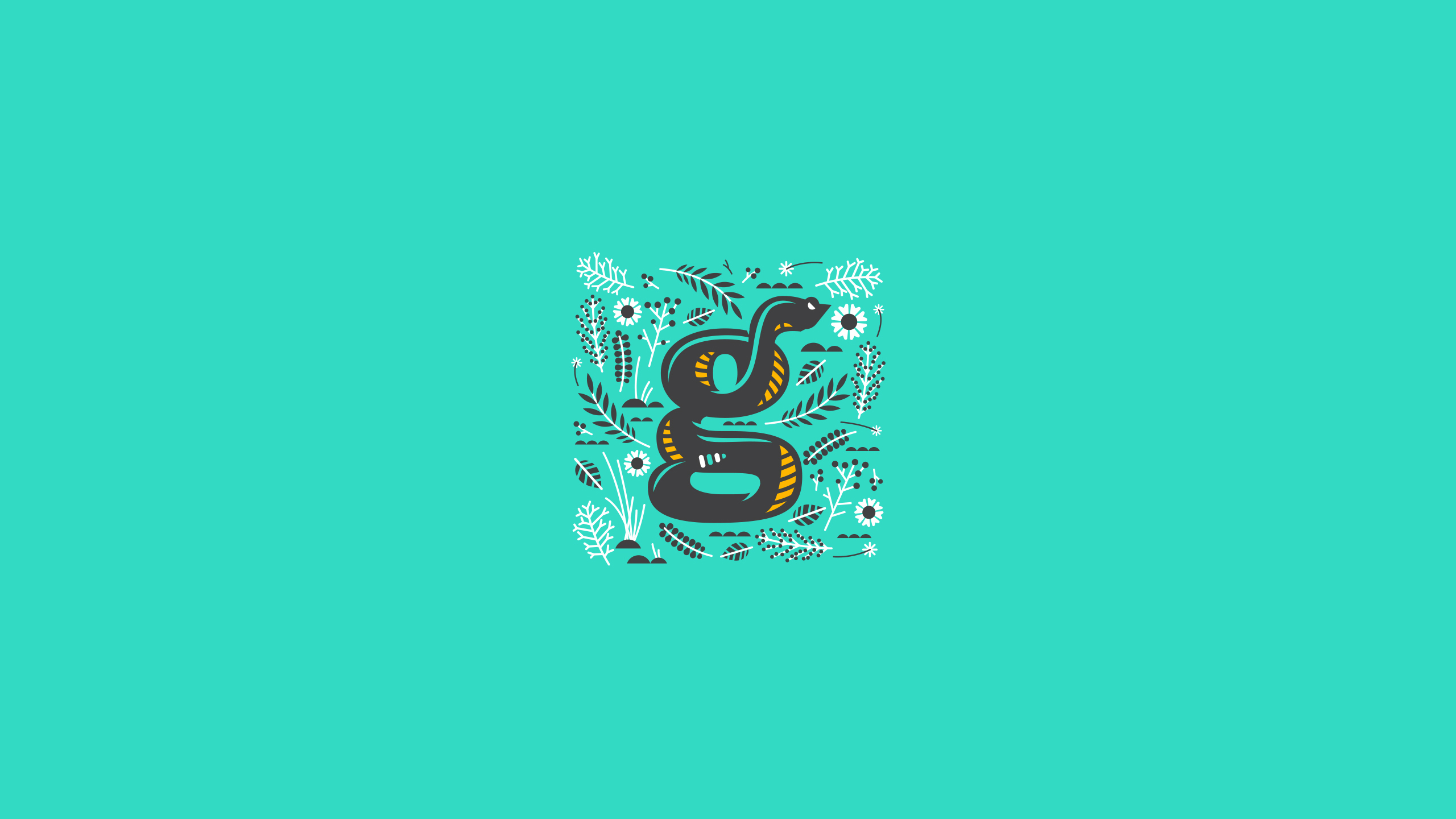 General 2560x1440 illustration letter teal turquoise snake typography minimalism cyan background cyan