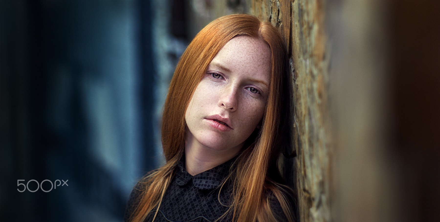 People 1800x910 Yuri Leo model women redhead freckles long hair closeup watermarked 500px