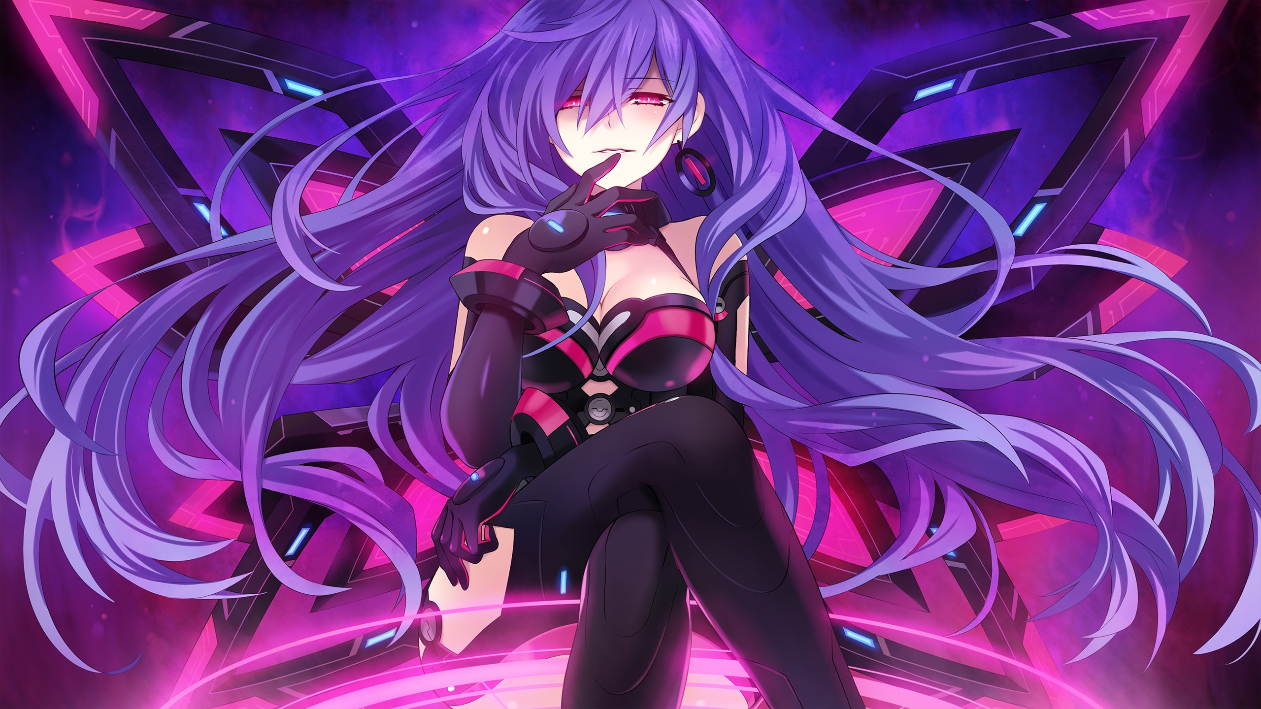 Anime 2560x1440 Hyperdimension Neptunia Iris Heart Tsunako purple hair long hair anime girls