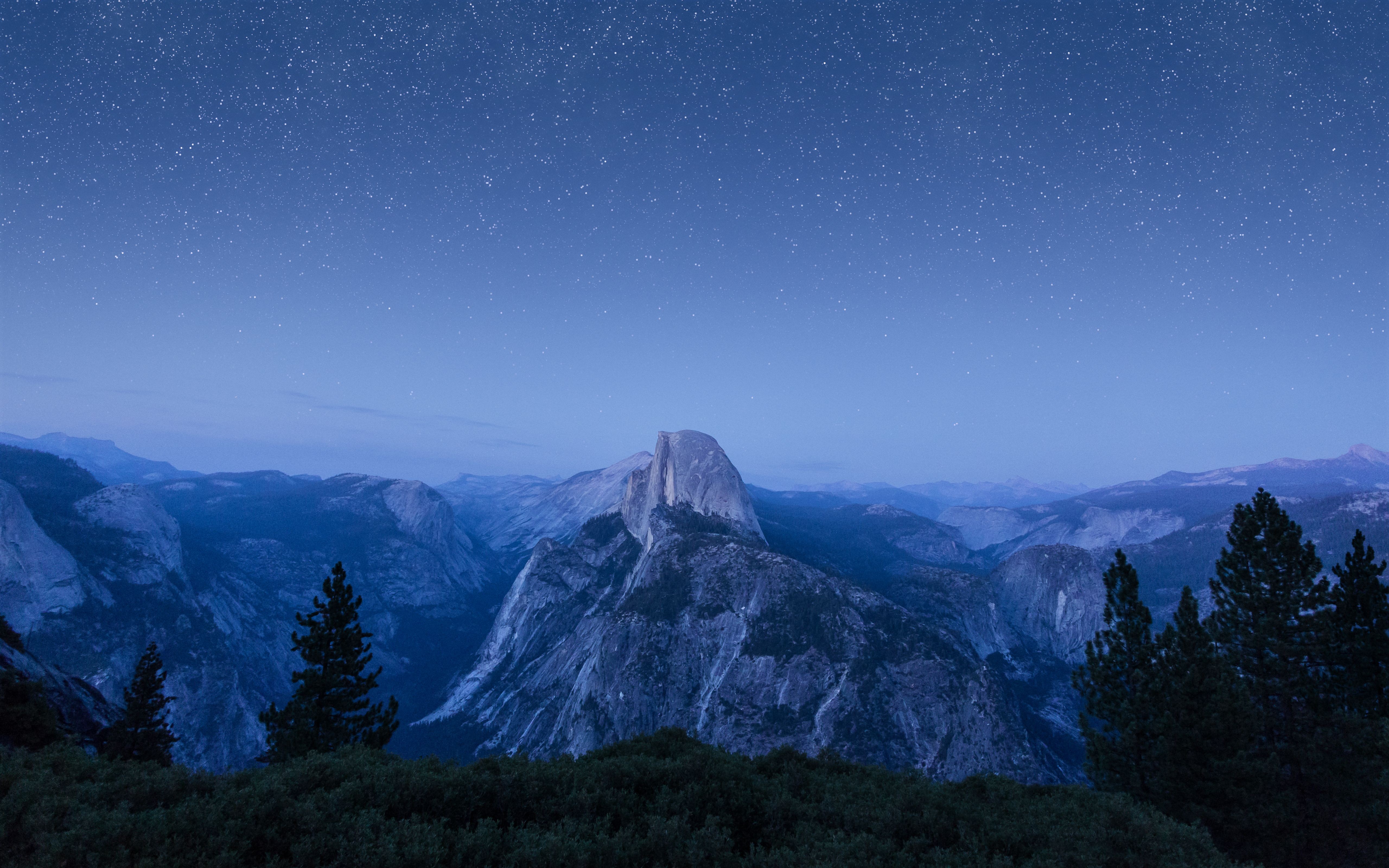 General 5120x3200 landscape mountains Half Dome Yosemite National Park stars starry night nature outdoors California USA low light