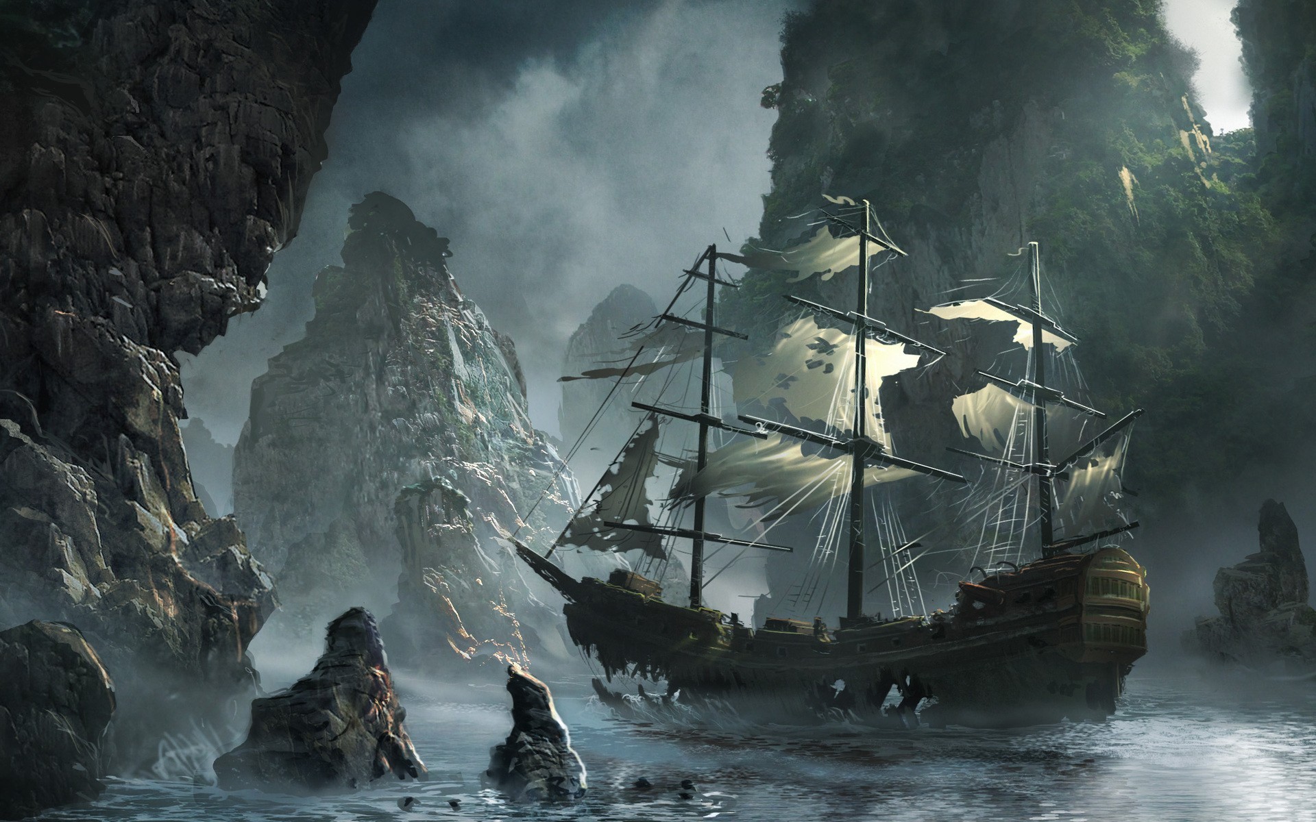 General 1920x1200 ship sailing ship shipwreck fantasy art artwork wreck vehicle rigging (ship)