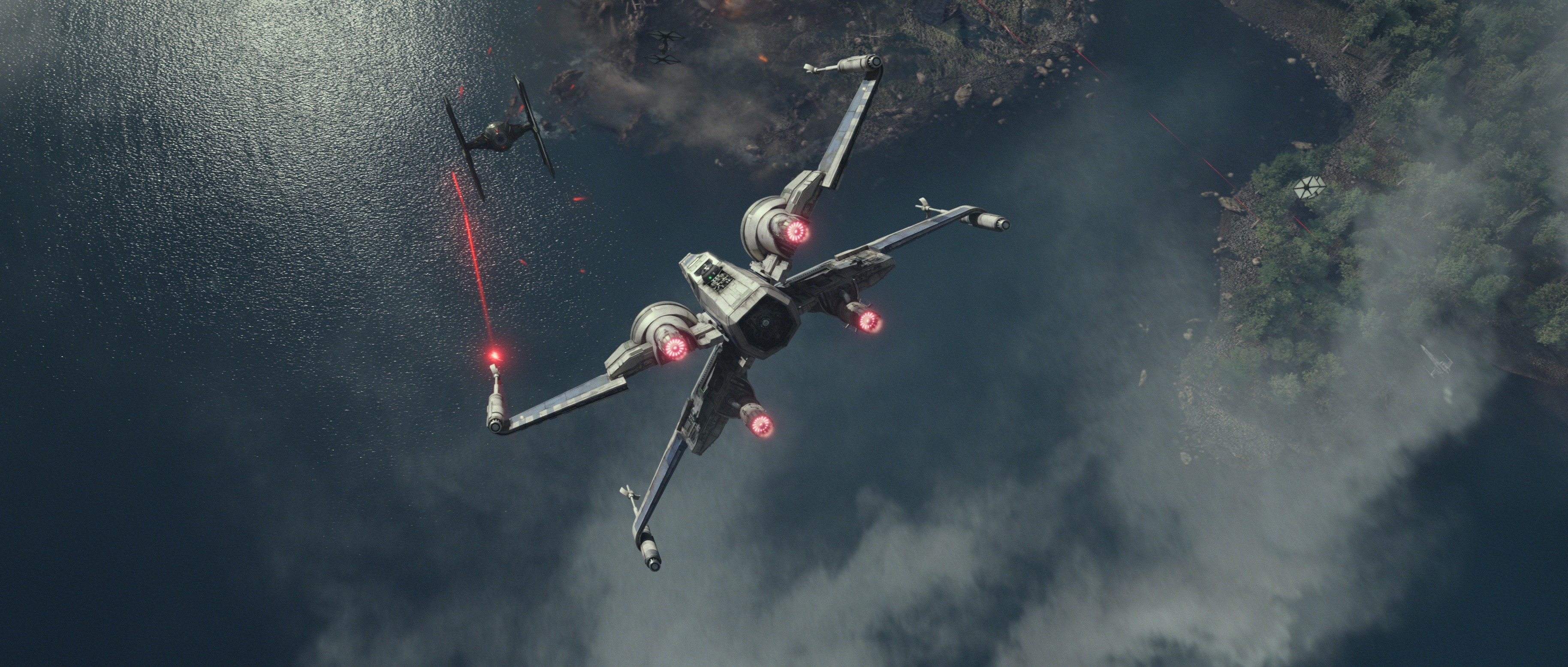 General 3656x1556 Star Wars: The Force Awakens X-wing TIE Fighter movies