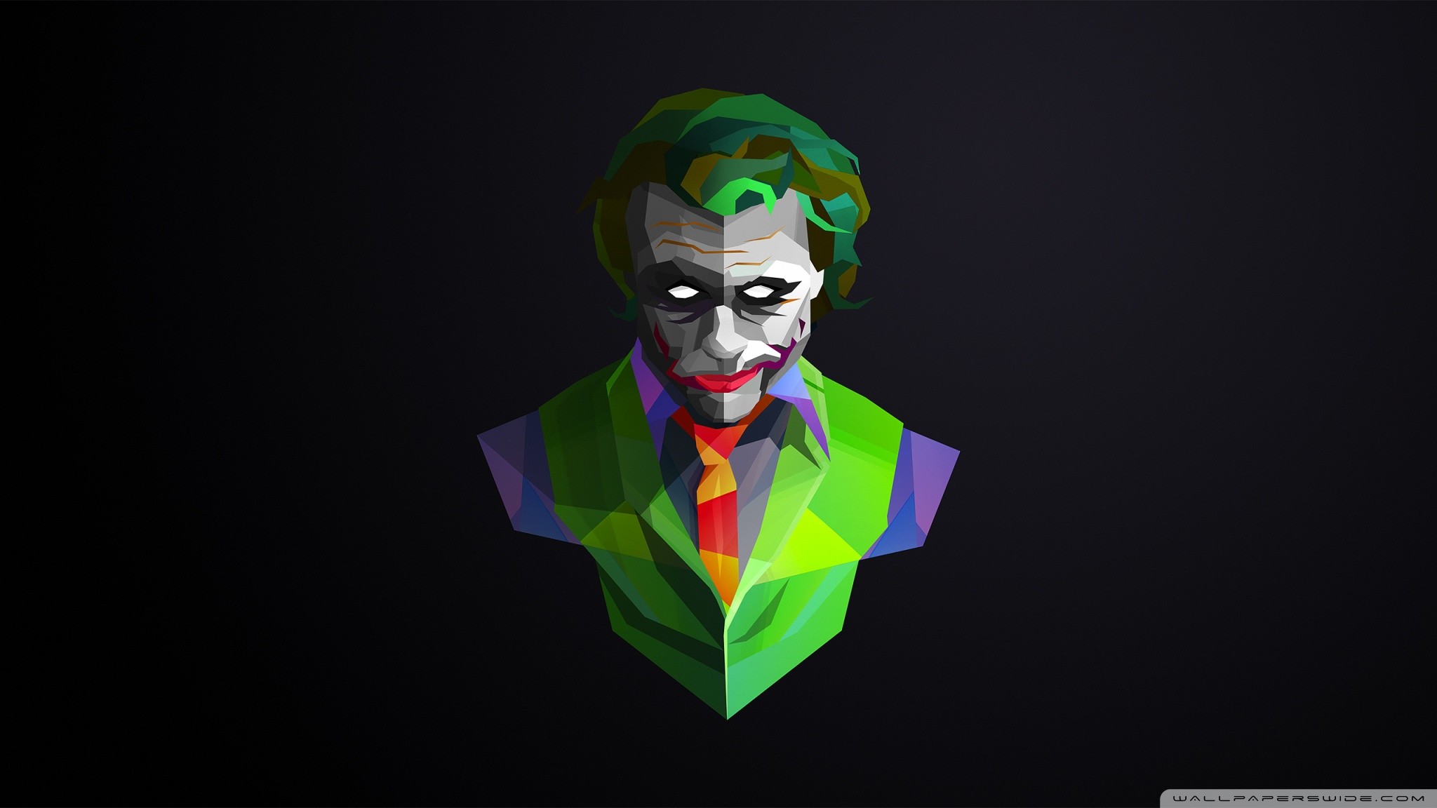 General 2048x1152 Joker Batman Justin Maller Heath Ledger The Dark Knight movies face digital art green hair simple background abstract