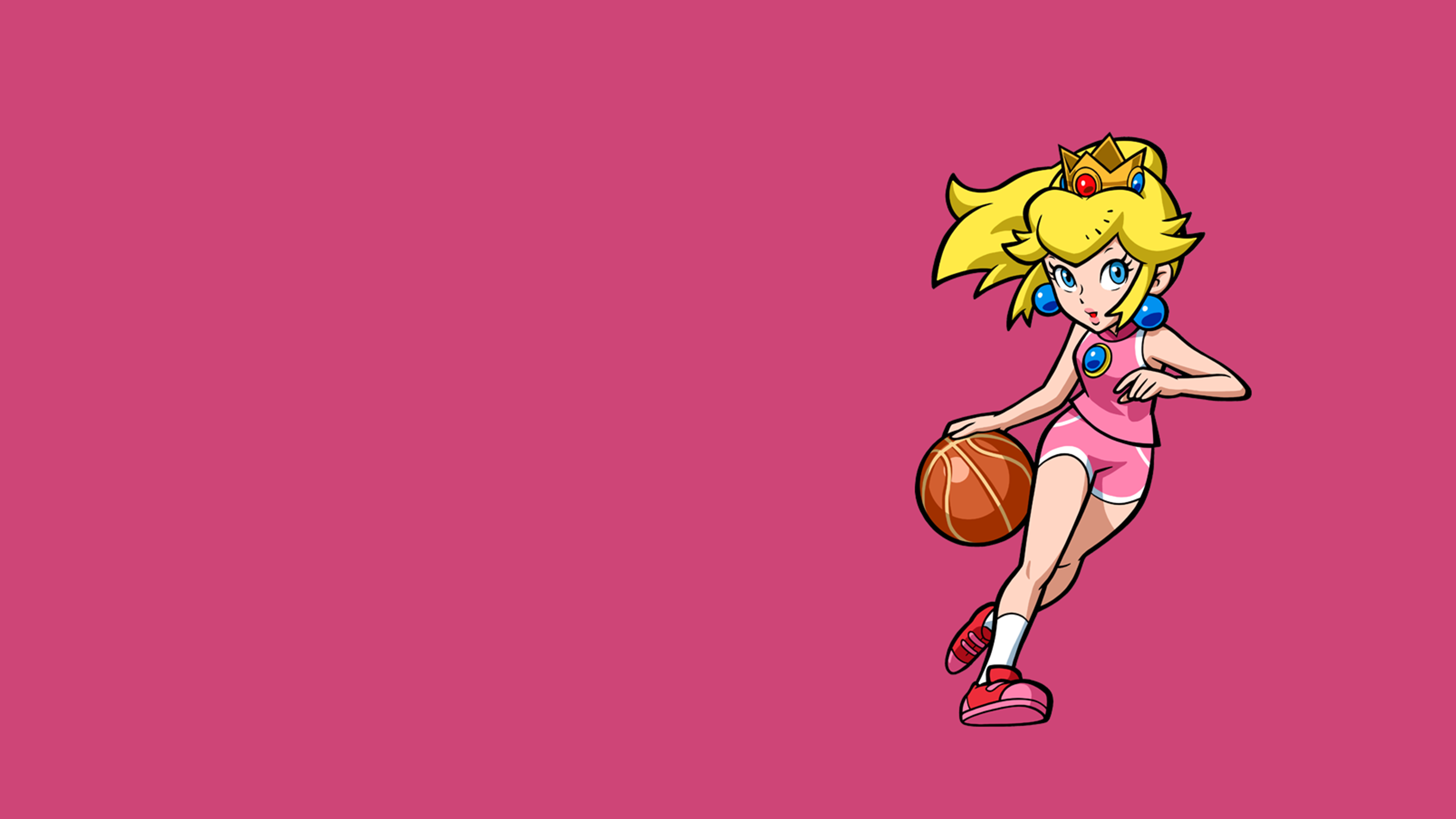 General 3840x2160 Super Mario Nintendo Princess Peach sport pink background simple background blonde basketball pink clothing video game girls video game characters