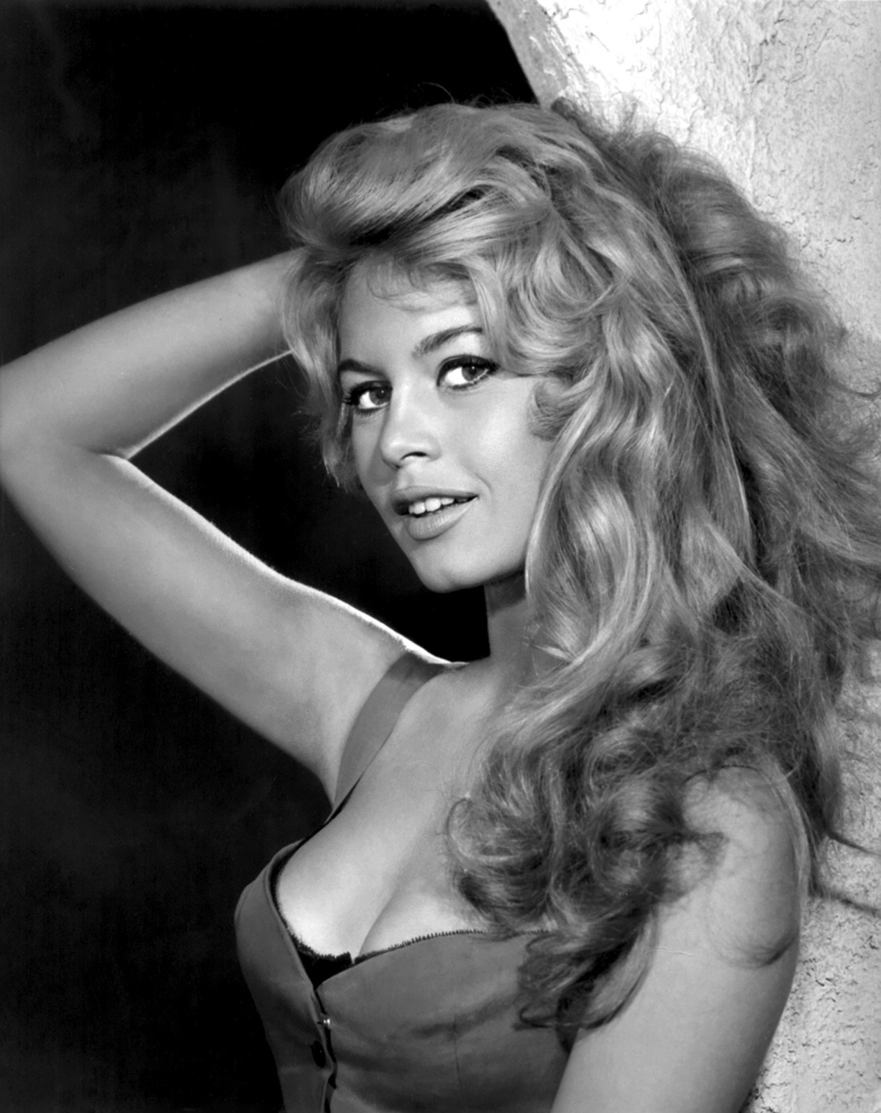 People 1263x1596 women model blonde long hair portrait display looking at viewer Brigitte Bardot actress celebrity monochrome bare shoulders dress old photos vintage open mouth cleavage armpits