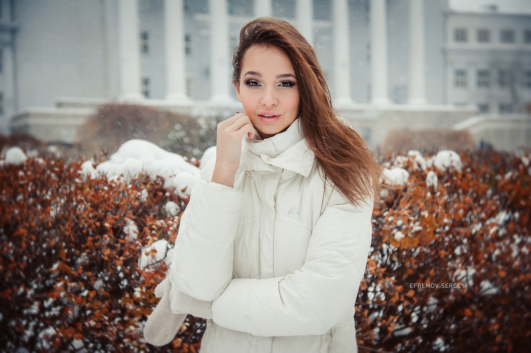 People 2048x1363 women portrait sweater snow women outdoors Sergey Efremov