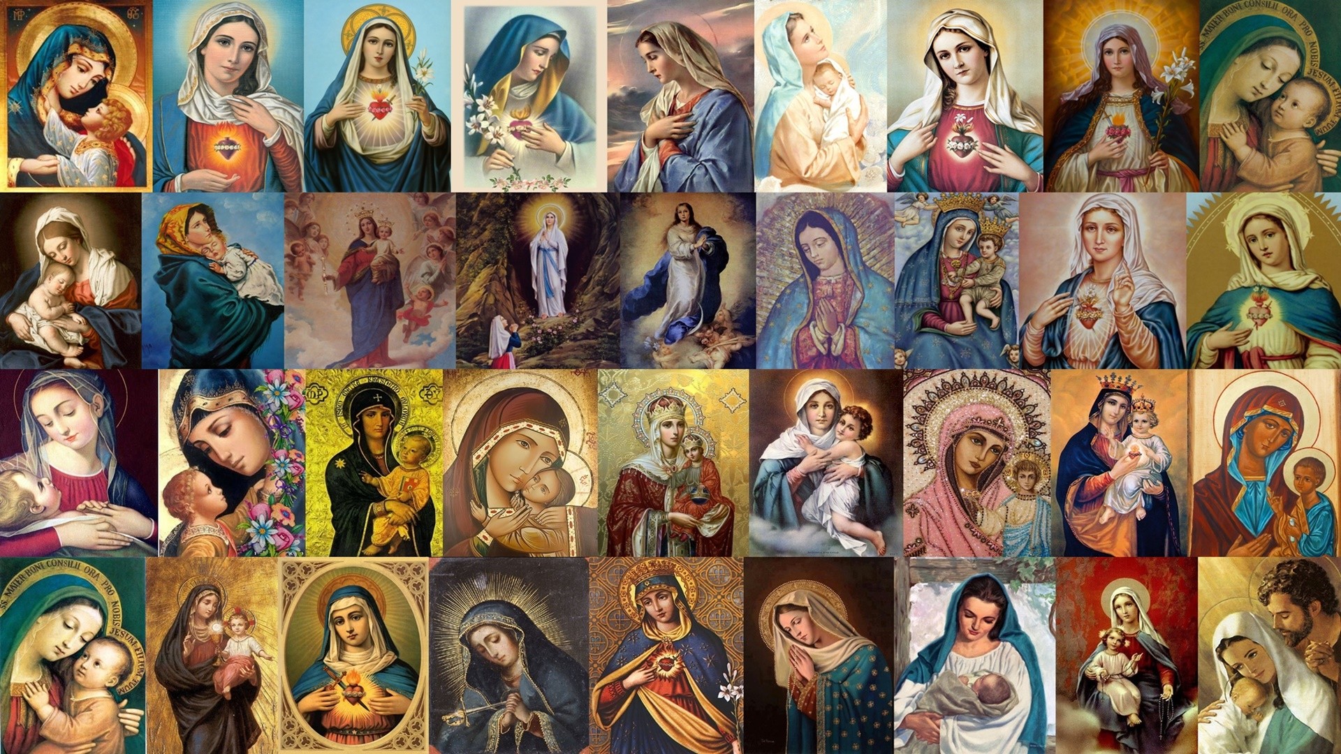 General 1920x1080 Christianity Jesus Christ religion Virgin Mary collage