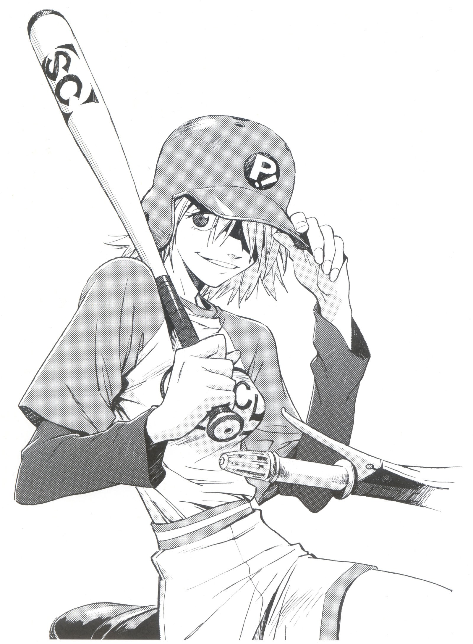 Anime 1600x2176 anime FLCL anime girls baseball bat