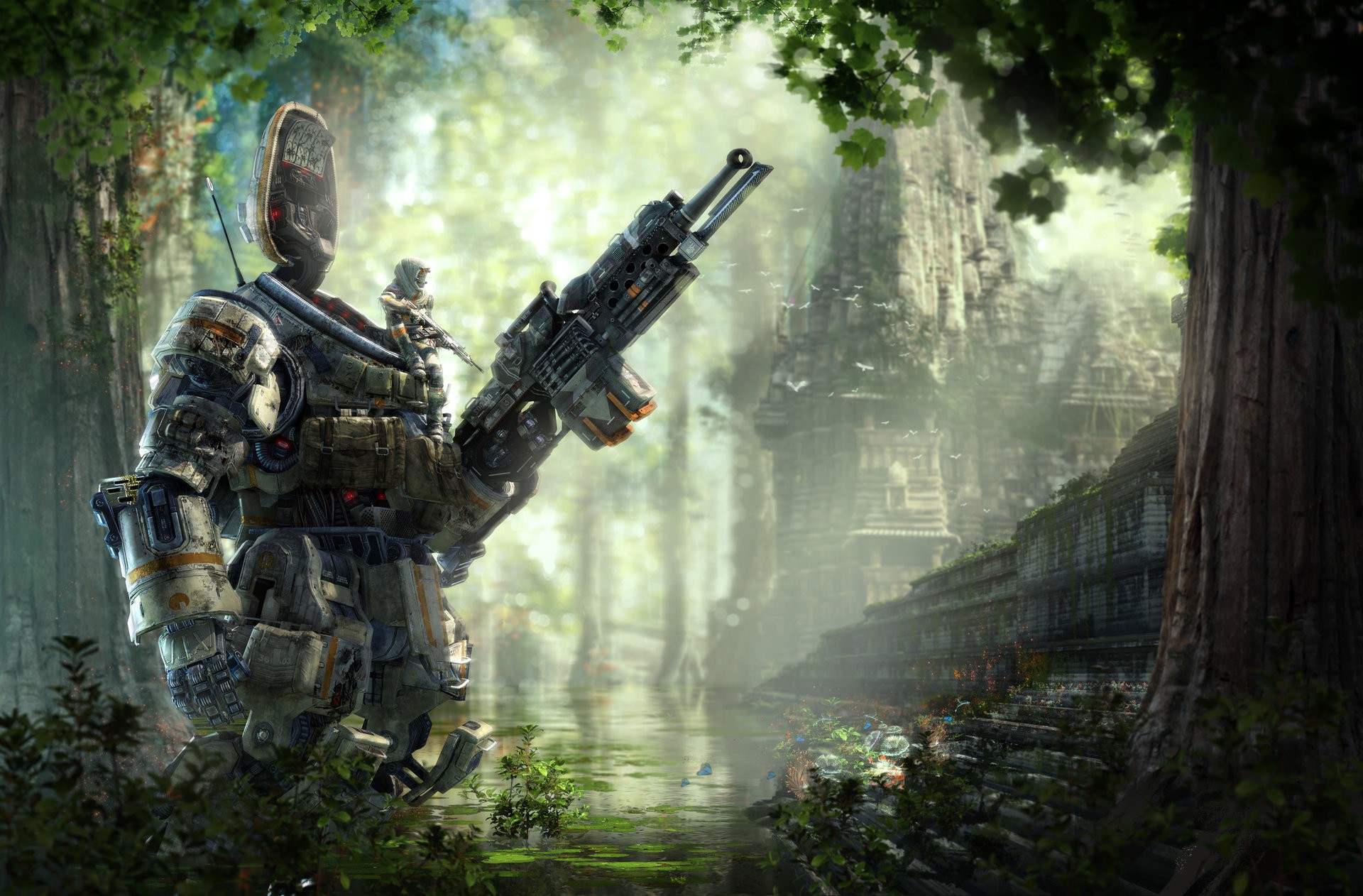 General 1920x1262 robot tropical forest Titanfall mechs temple gun weapon science fiction video games PC gaming