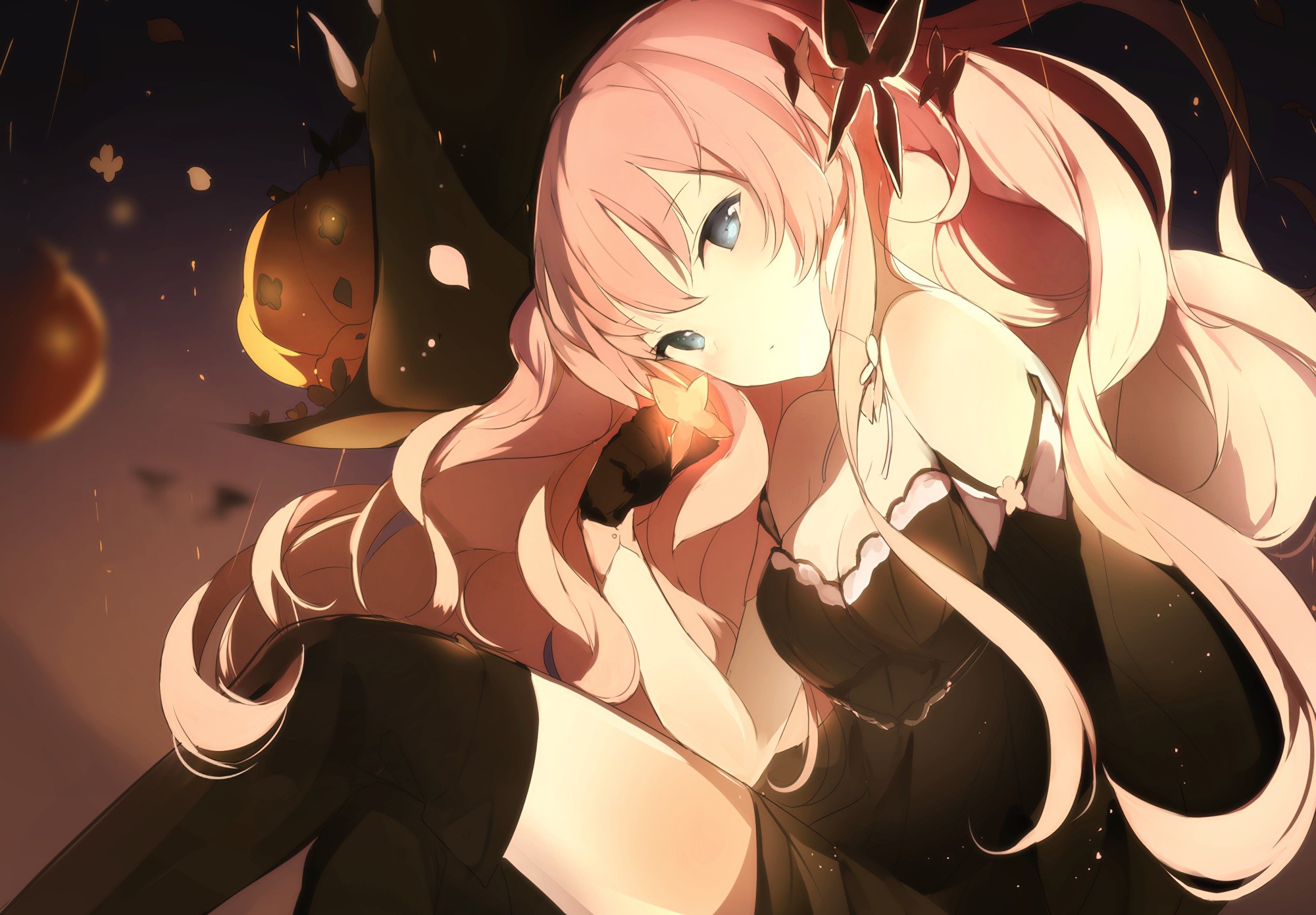 Anime 2000x1390 Halloween witch hat pumpkin witch