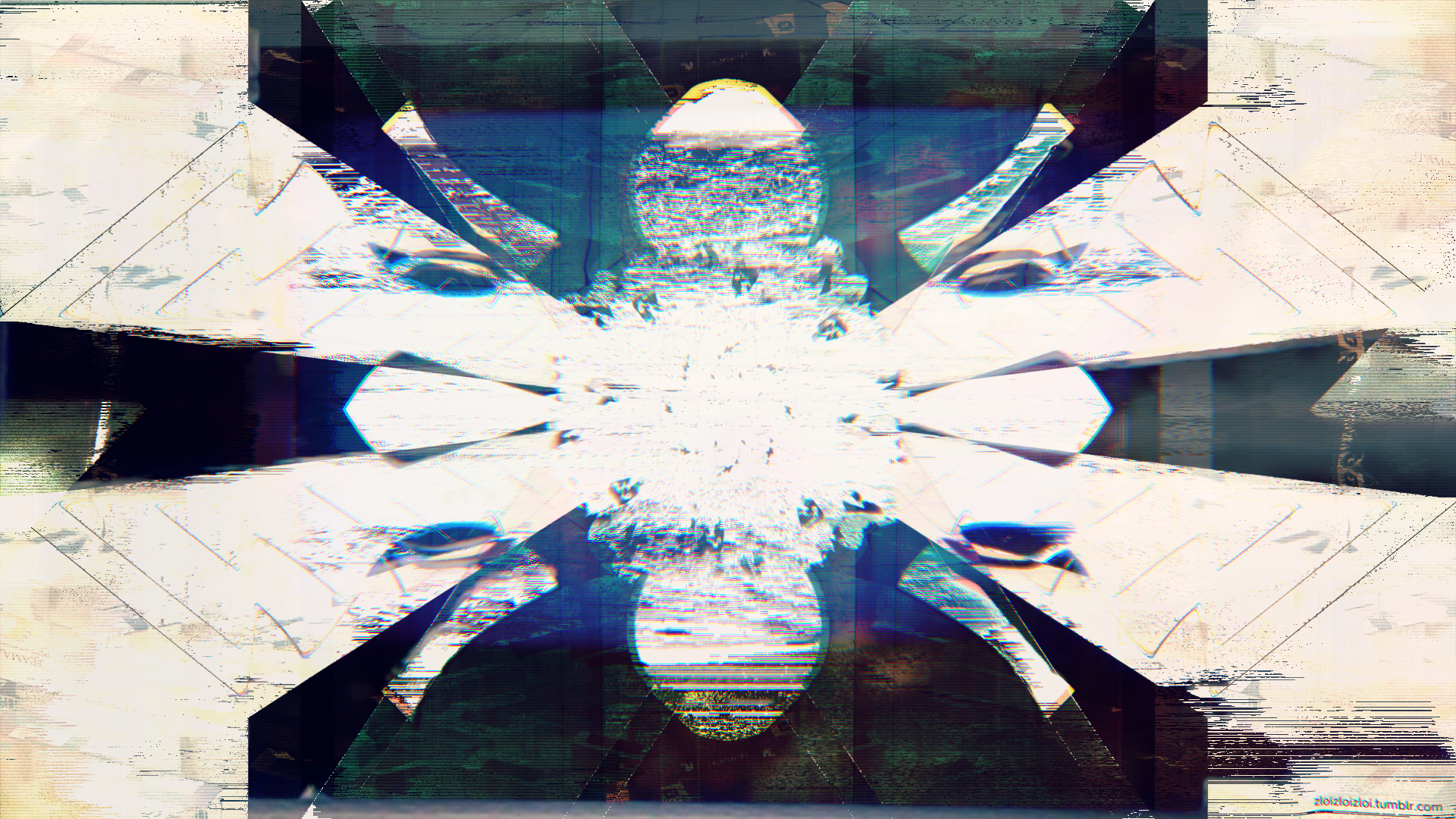 General 1920x1080 glitch art abstract heart digital art