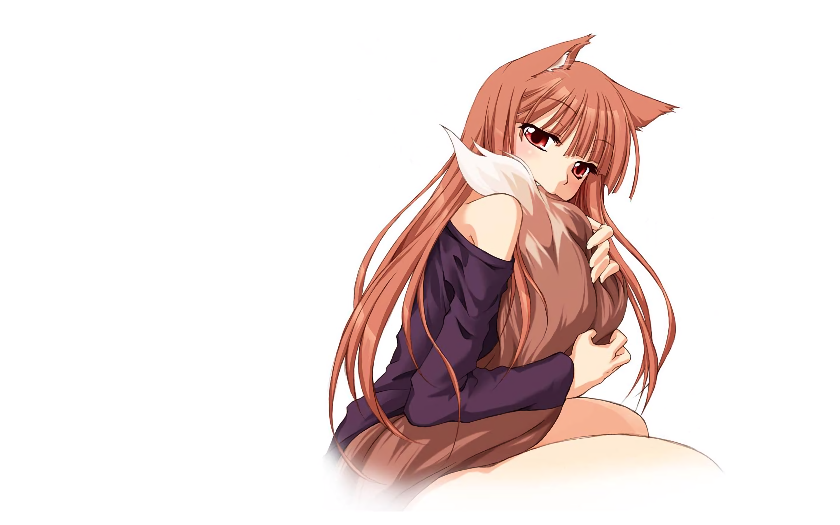 Anime 2880x1800 Spice and Wolf white background Holo (Spice and Wolf) fangs wolf girls anime girls