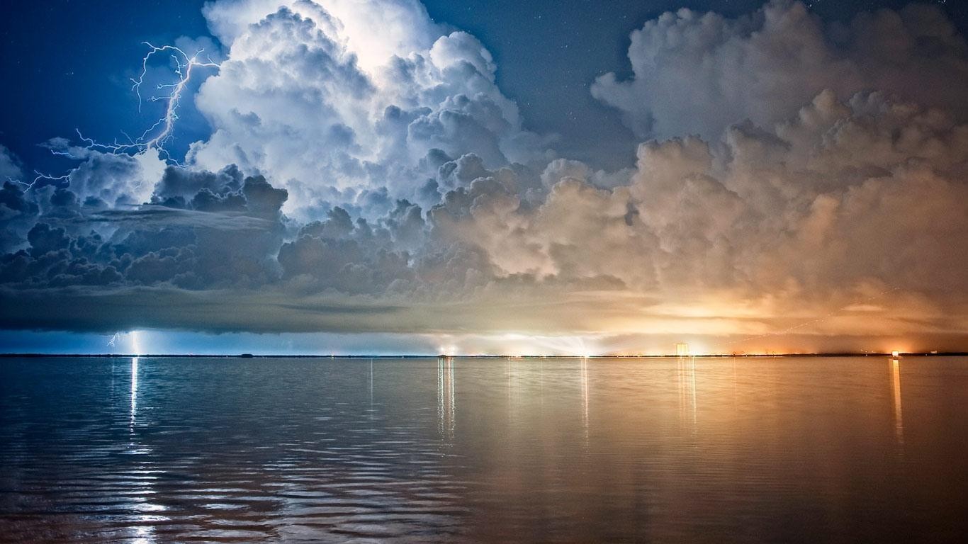 General 1366x768 sky clouds storm nature water
