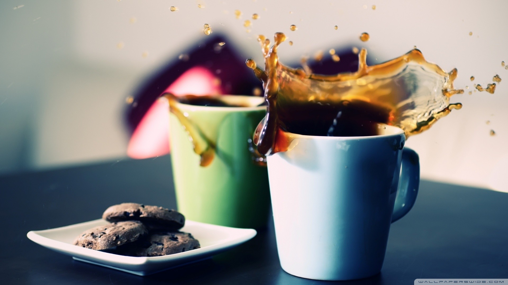 General 1920x1080 coffee cookies lunch food splashes sweets simple background liquid