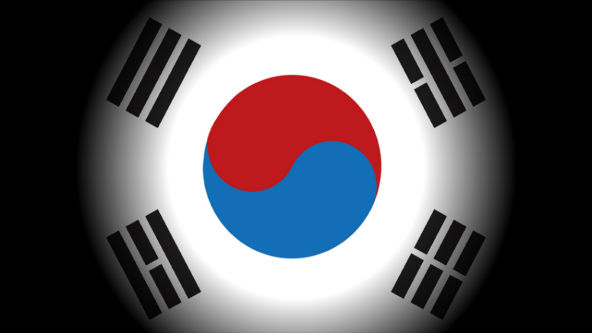 General 1920x1080 South Korea flag Korean black Asia Flag of South Korea vignette