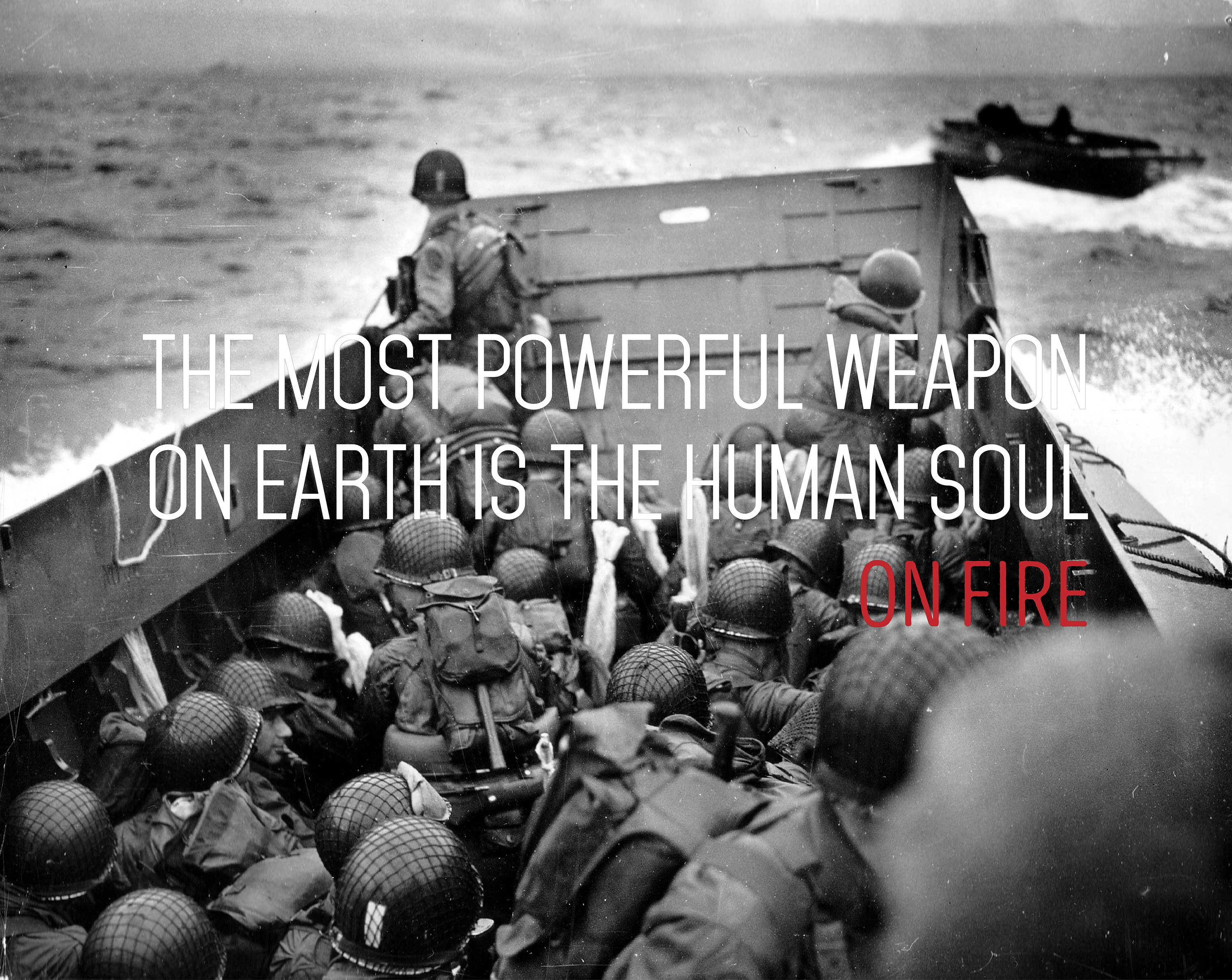 General 3000x2386 war quote typography World War II Omaha Beach vintage Normandia text selective coloring military