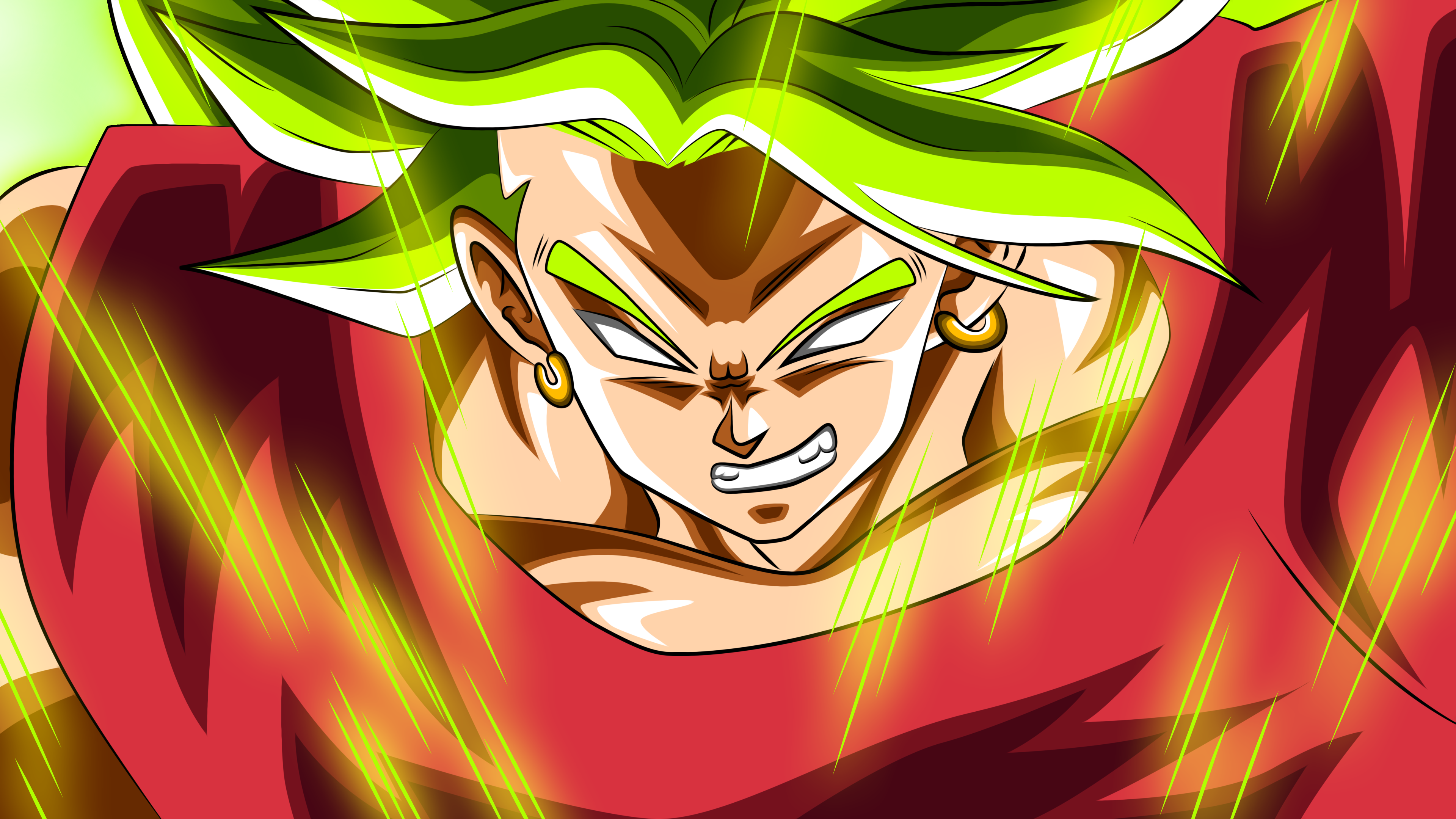 Anime 3840x2160 Dragon Ball Super legendary super saiyan Dragon Ball Kale (dragon ball)  green hair vest white eyes