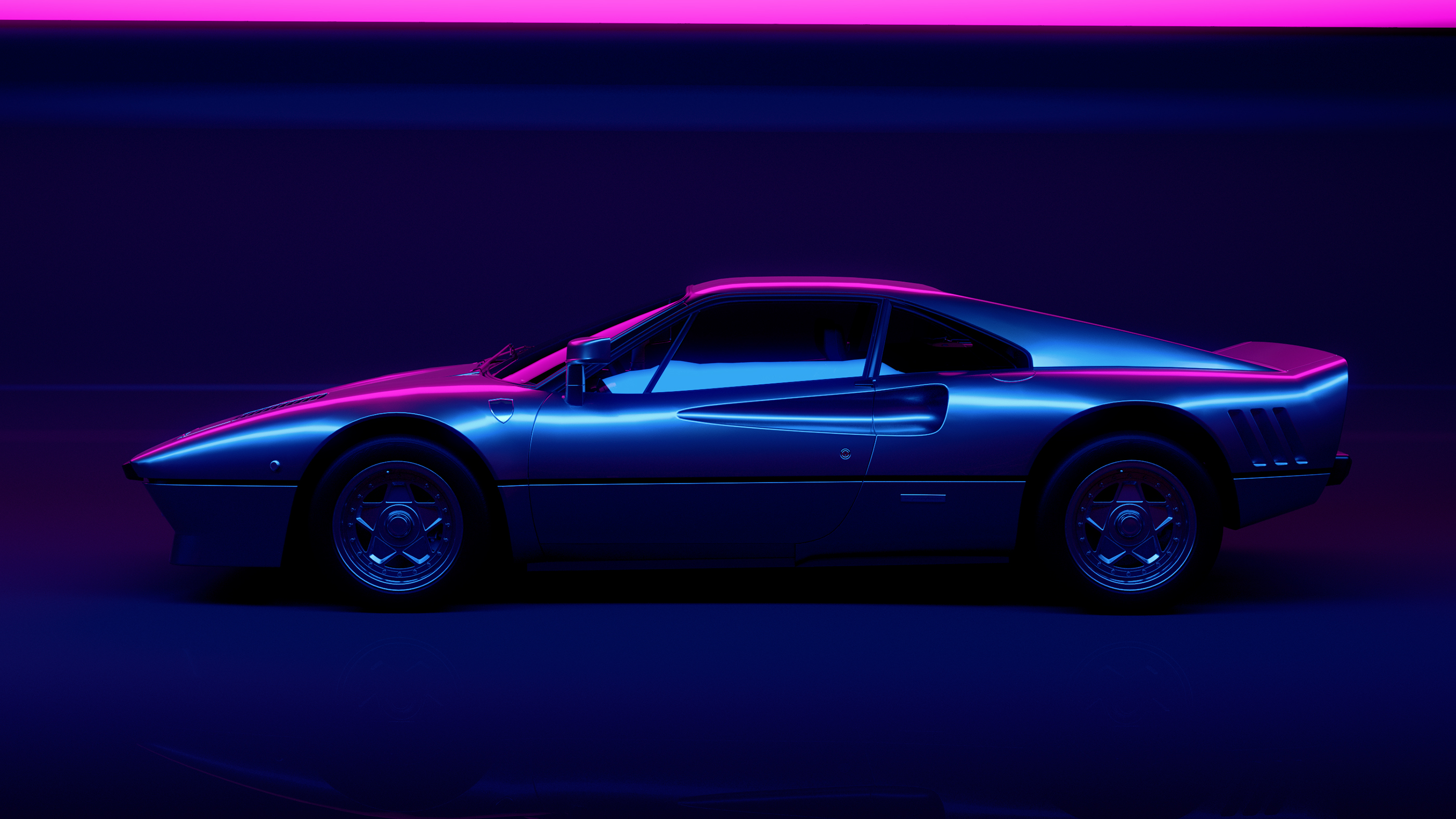 General 2800x1575 car vaporwave vehicle purple Ferrari 308 side view Ferrari digital art simple background